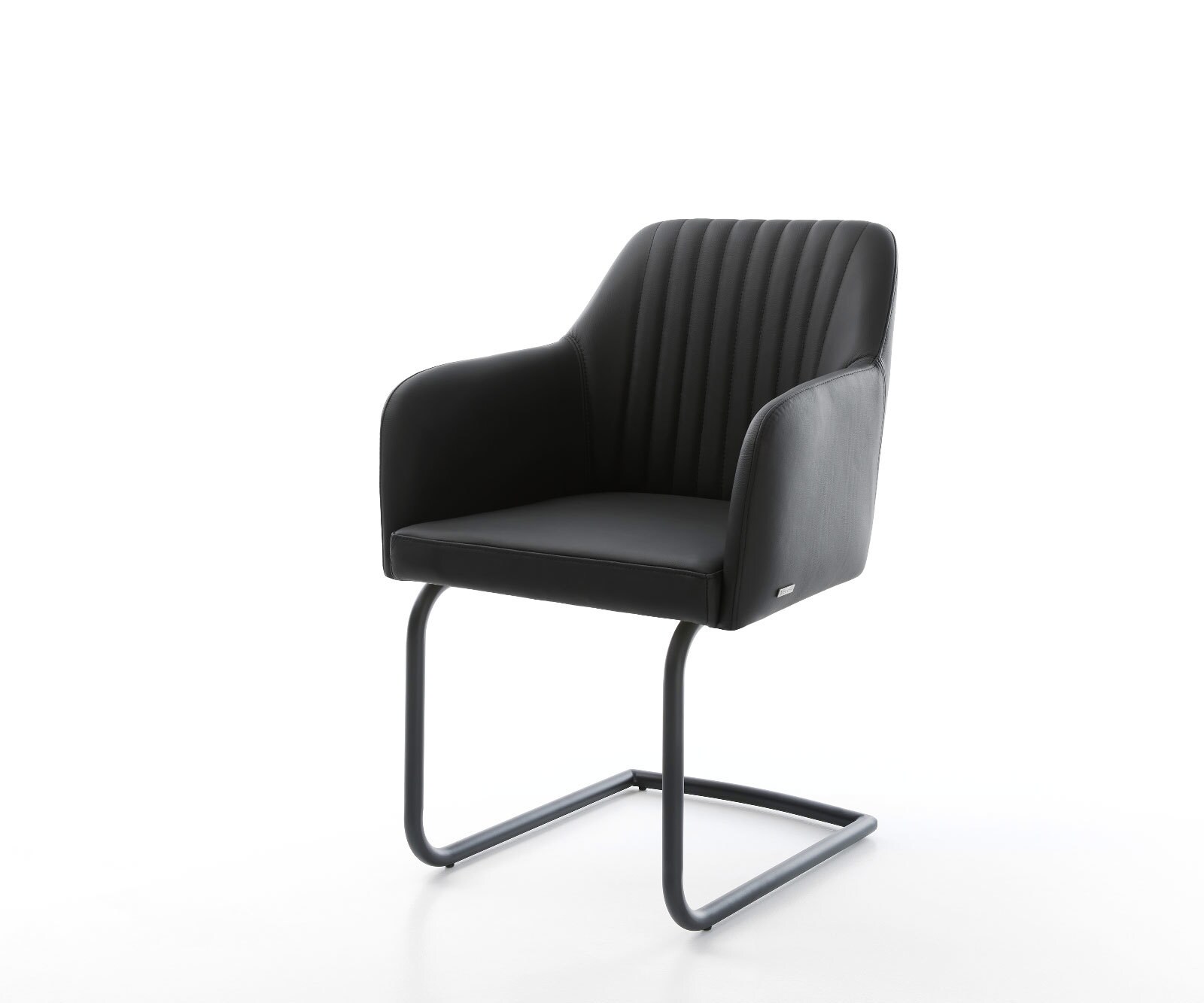 Cantilever Greg-Flex cuir de vache noir pied cantilever rond noir ressorts ensachés