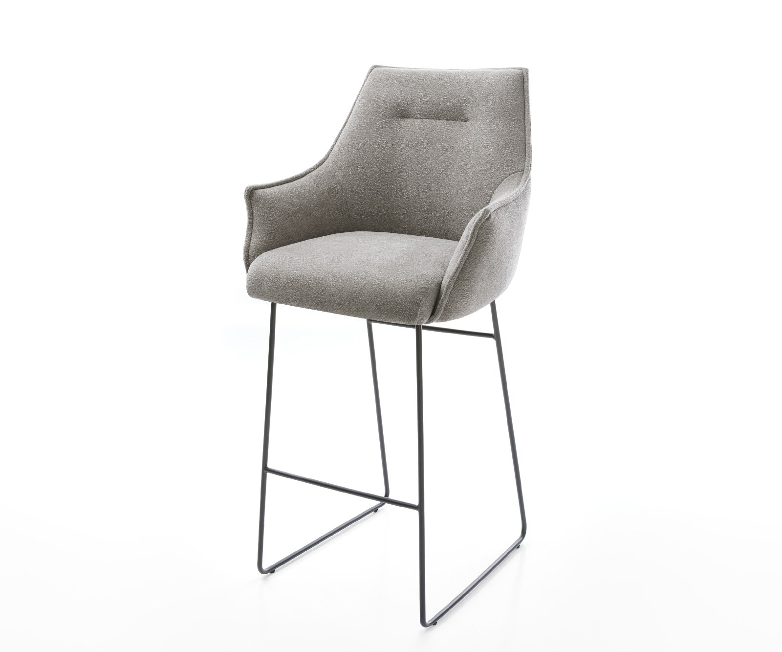 Barstuhl Alja-Flex Strukturstoff Soft Grau Kufengestell Metall Schwarz Taschenfederkern 1