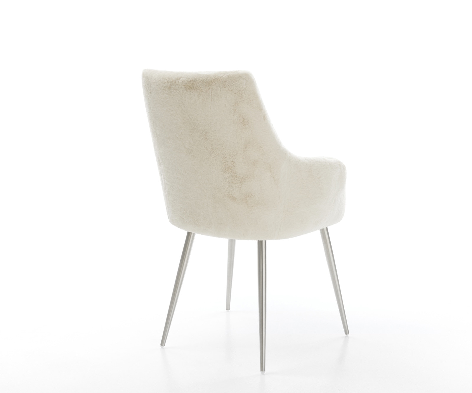 Esszimmerstuhl Alja-Flex mit Armlehnen Plüsch Creme-Weiß 4-Fuß konisch Edelstahl Taschenfederkern 5