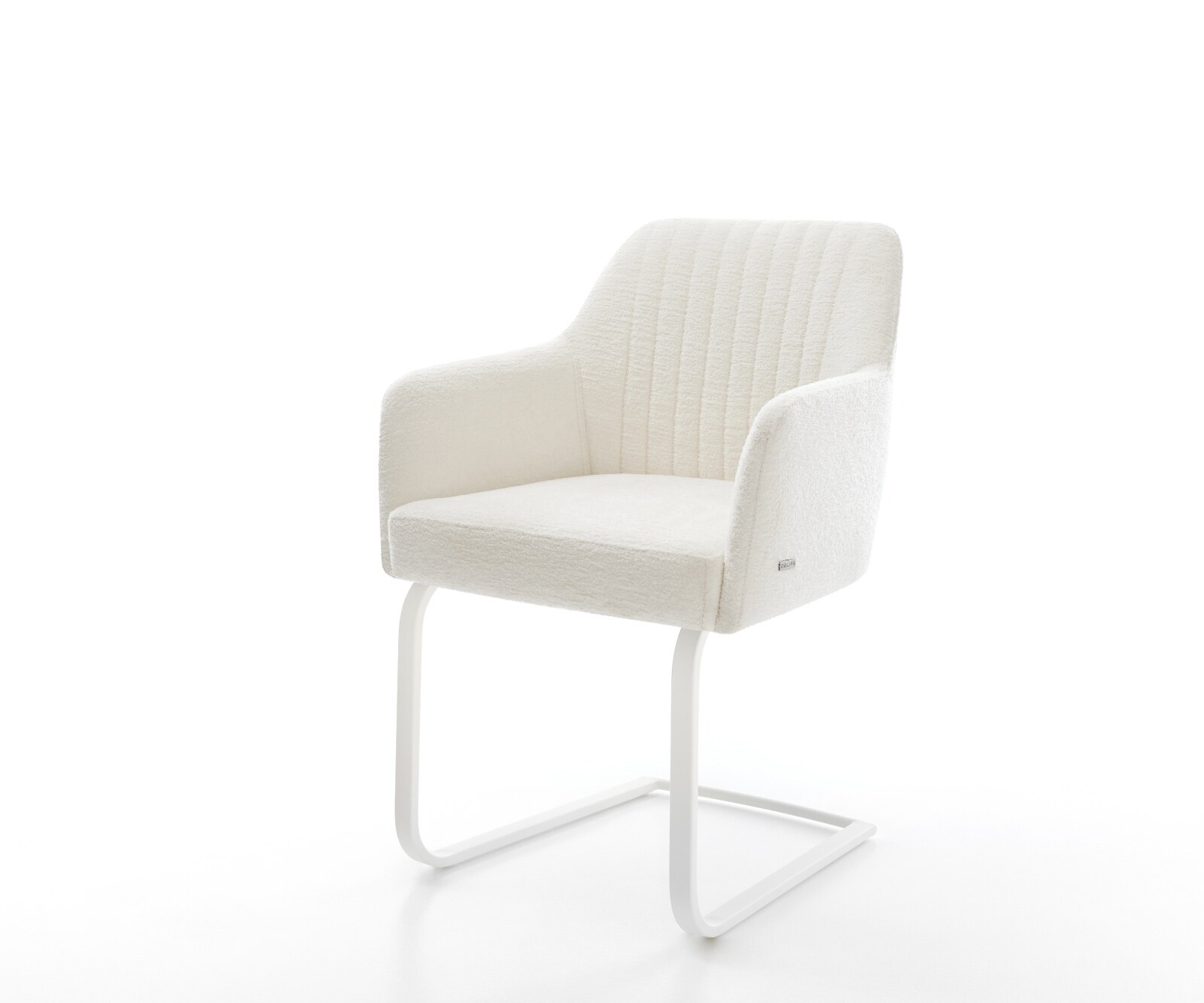DELIFE Freischwinger Greg-Flex Bouclé Soft Beige Freischwinger flach Weiß Taschenfederkern