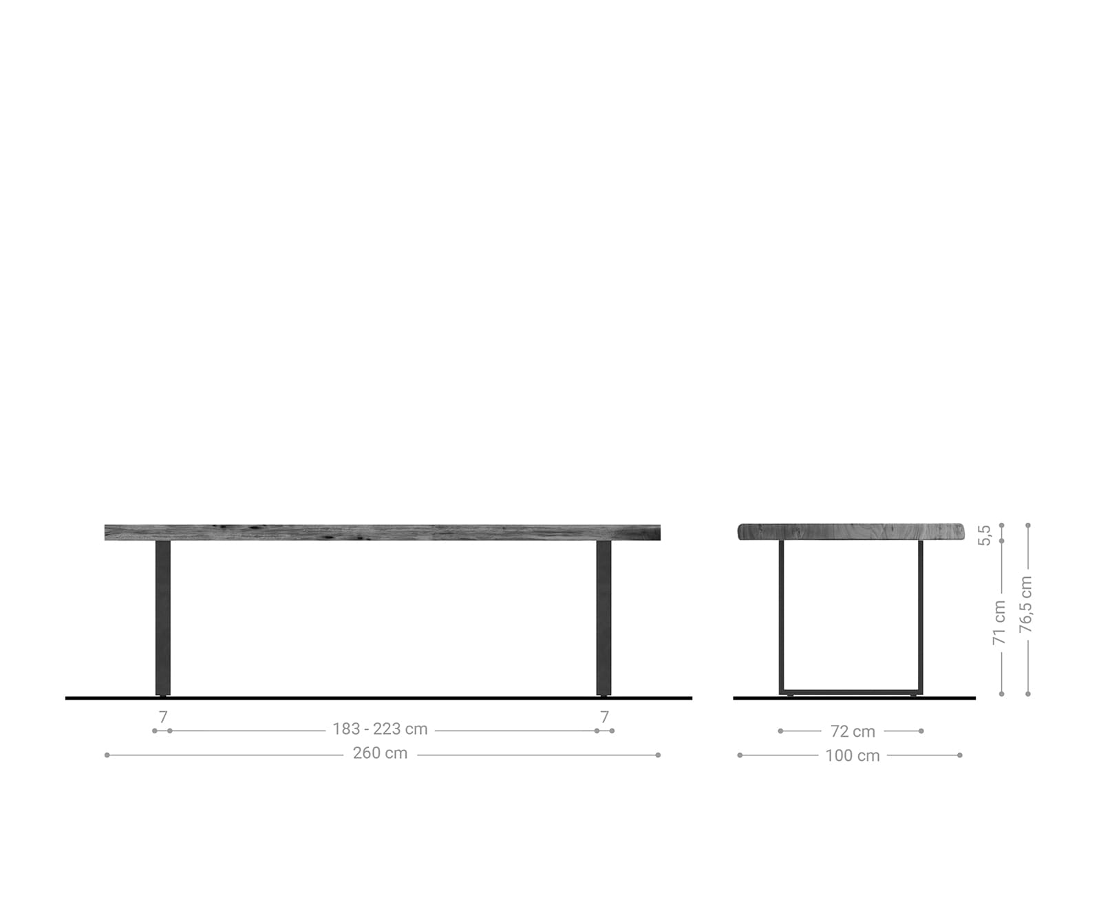 Esstisch Edge 260x100 XL Akazie Natur  Metall schwarz Live-Edge 6 Esstisch Edge 260x100 XL Akazie Natur  Metall schwarz Live-Edge 6
