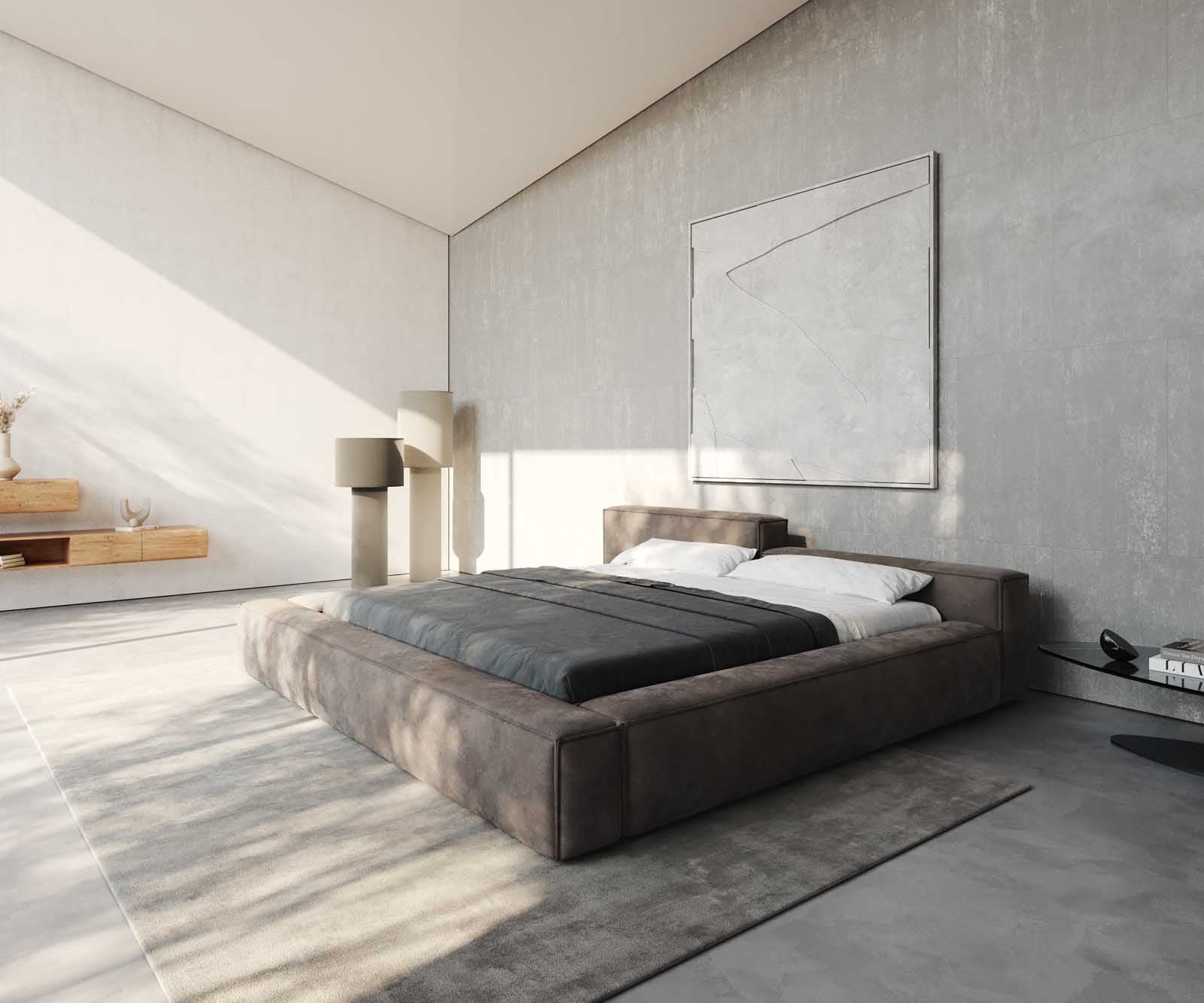 DELIFE Polsterbettgestell Kalinea 180x200 cm Mikrofaser Taupe Vintage, Polsterbetten