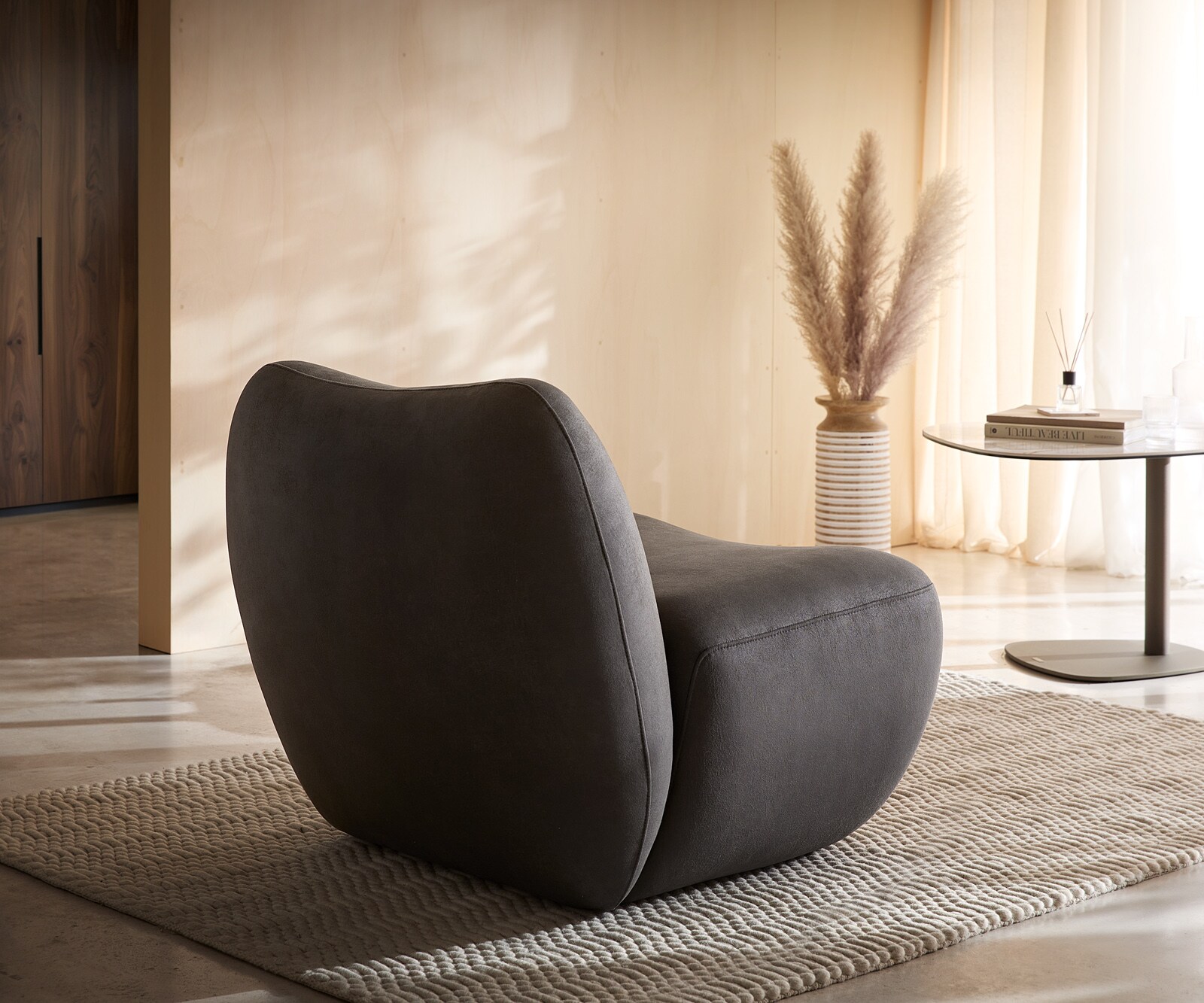 Loungesessel Zena 75x85 cm Mikrofaser Anthrazit Vintage 4