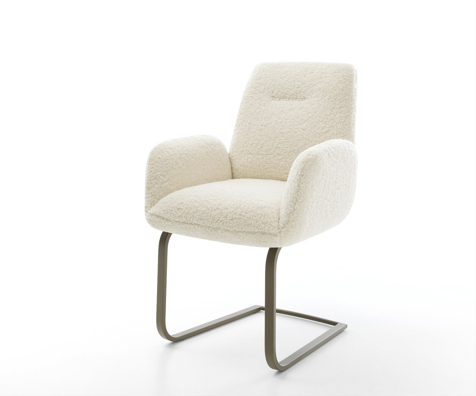 Freischwinger Zoa-Flex Teddystoff Beige Freischwinger flach Effektfinish Titan Taschenfederkern