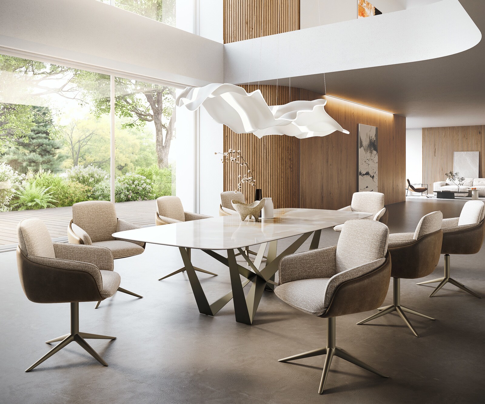 Esstisch Edge Boot 270x120 cm Keramik Iris FMG Onice Grigio Spider Metall Effektfinish Titan 7