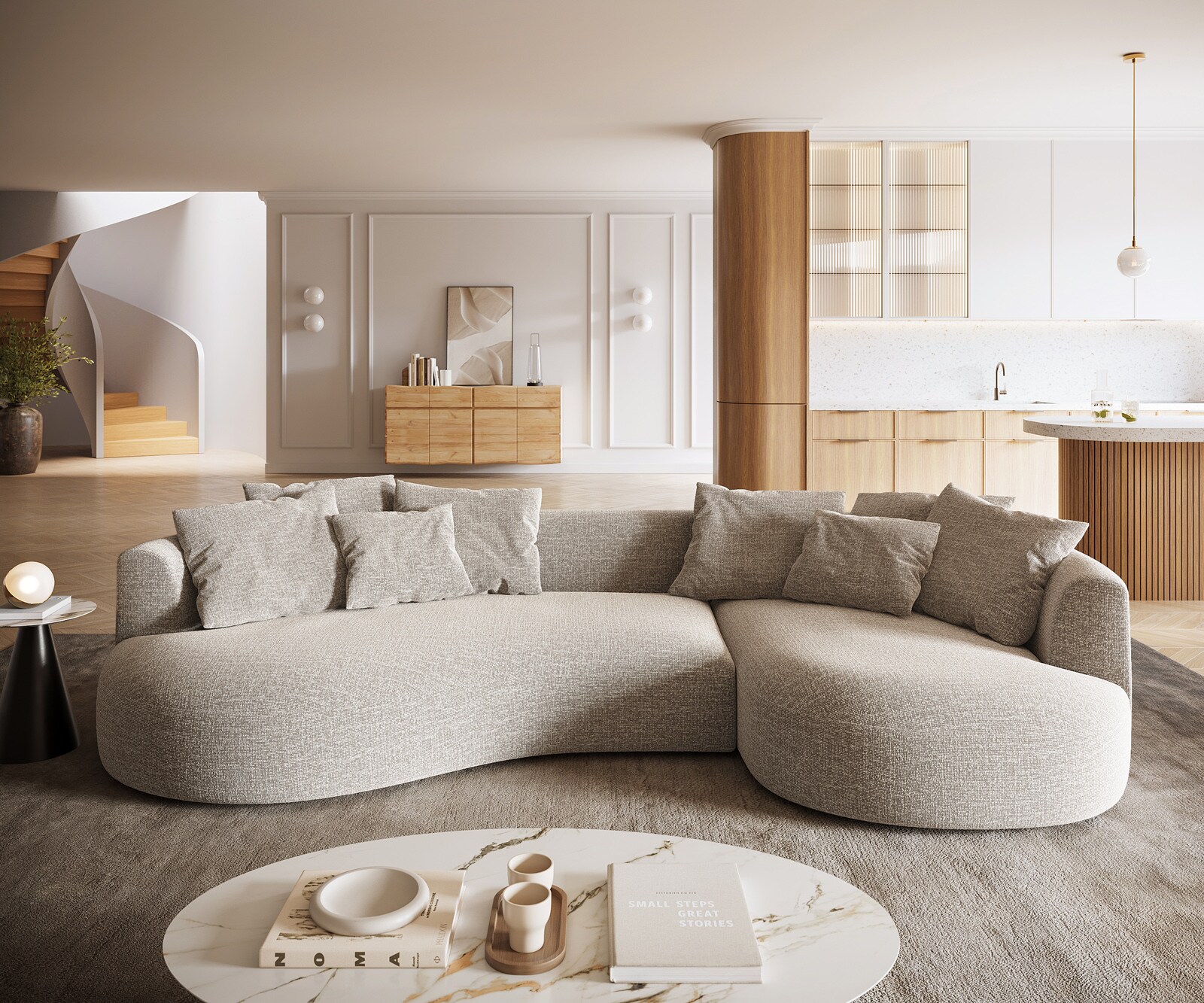 Big-Sofa Edina 330x170 cm Webstoff Soft Beige 1