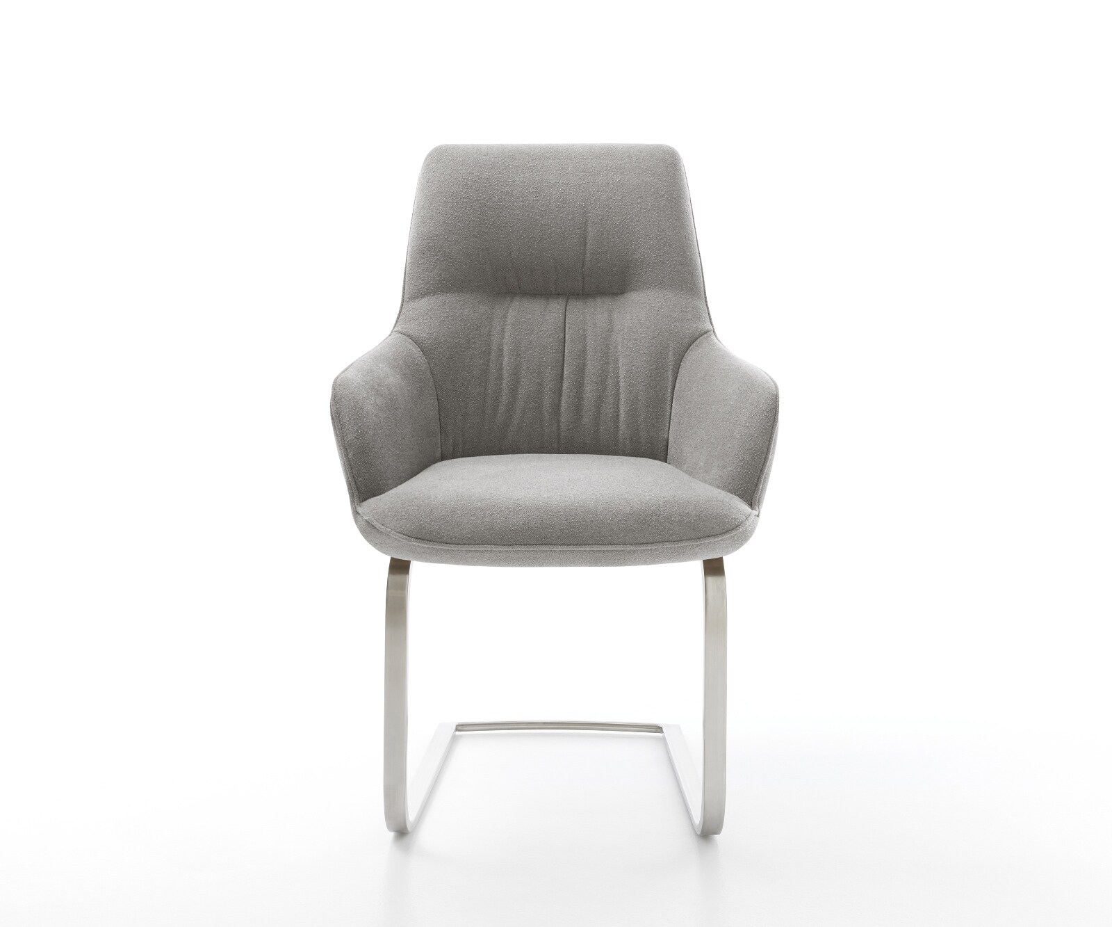 Freischwinger Zelia-Flex mit Armlehnen Strukturstoff Soft Grau Freischwinger flach Edelstahl Taschenfederkern 2