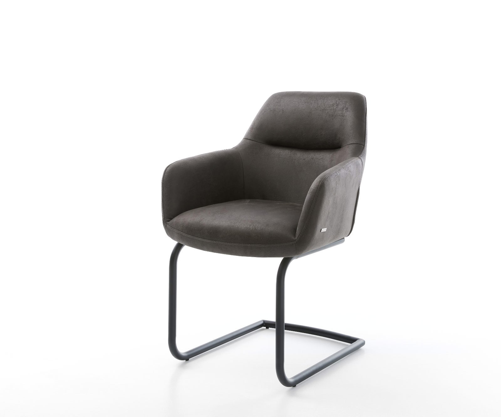 Cantilever Pejo-Flex microvelours anthracite vintage pied cantilever rond noir ressorts ensachés Cantilever Pejo-Flex microvelours anthracite vintage pied cantilever rond noir ressorts ensachés