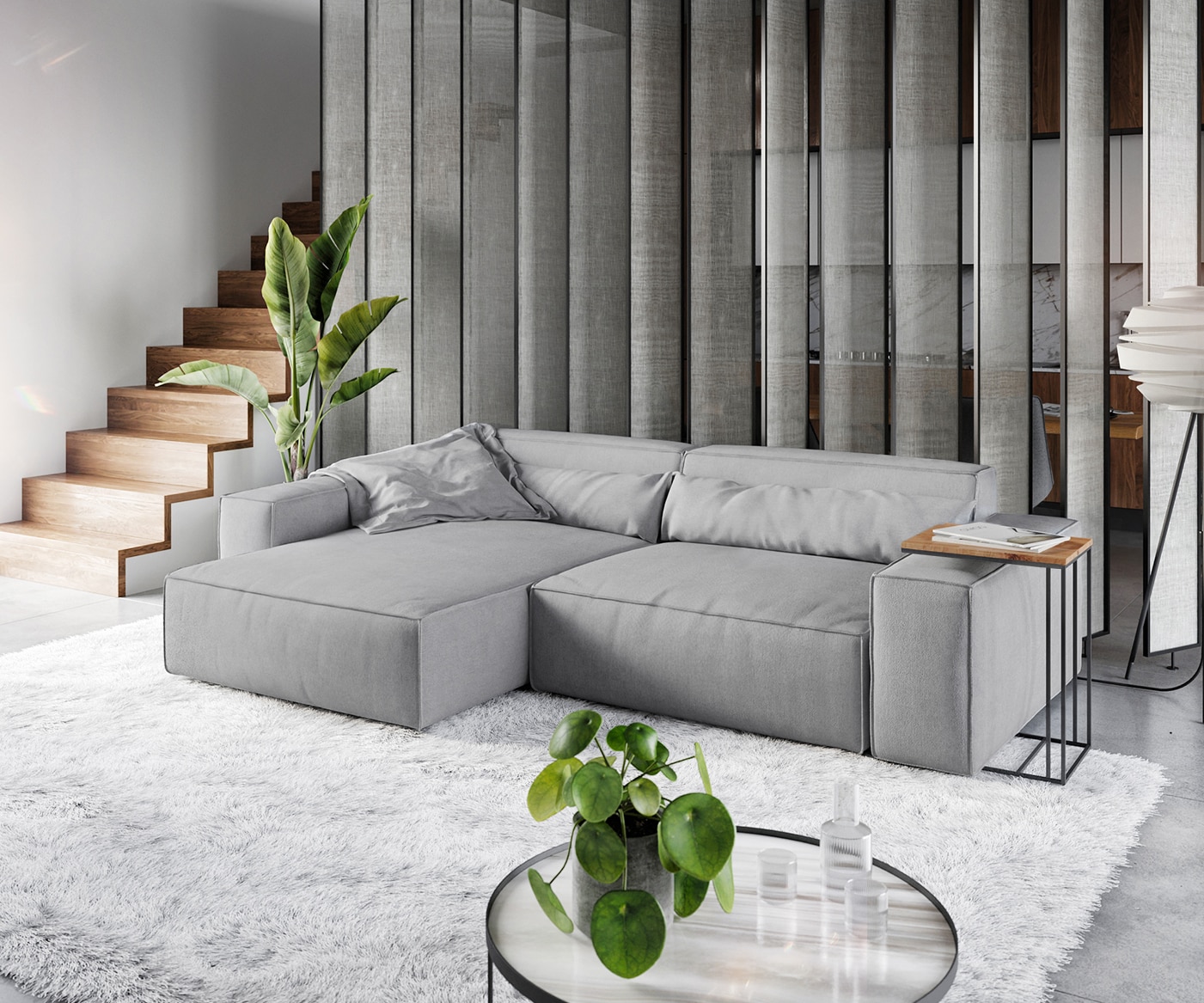 Ecksofa Sirpio XL 270x170 cm Mikrofaser Grau Recamiere variabel 1 Ecksofa Sirpio XL 270x170 cm Mikrofaser Grau Recamiere variabel 1