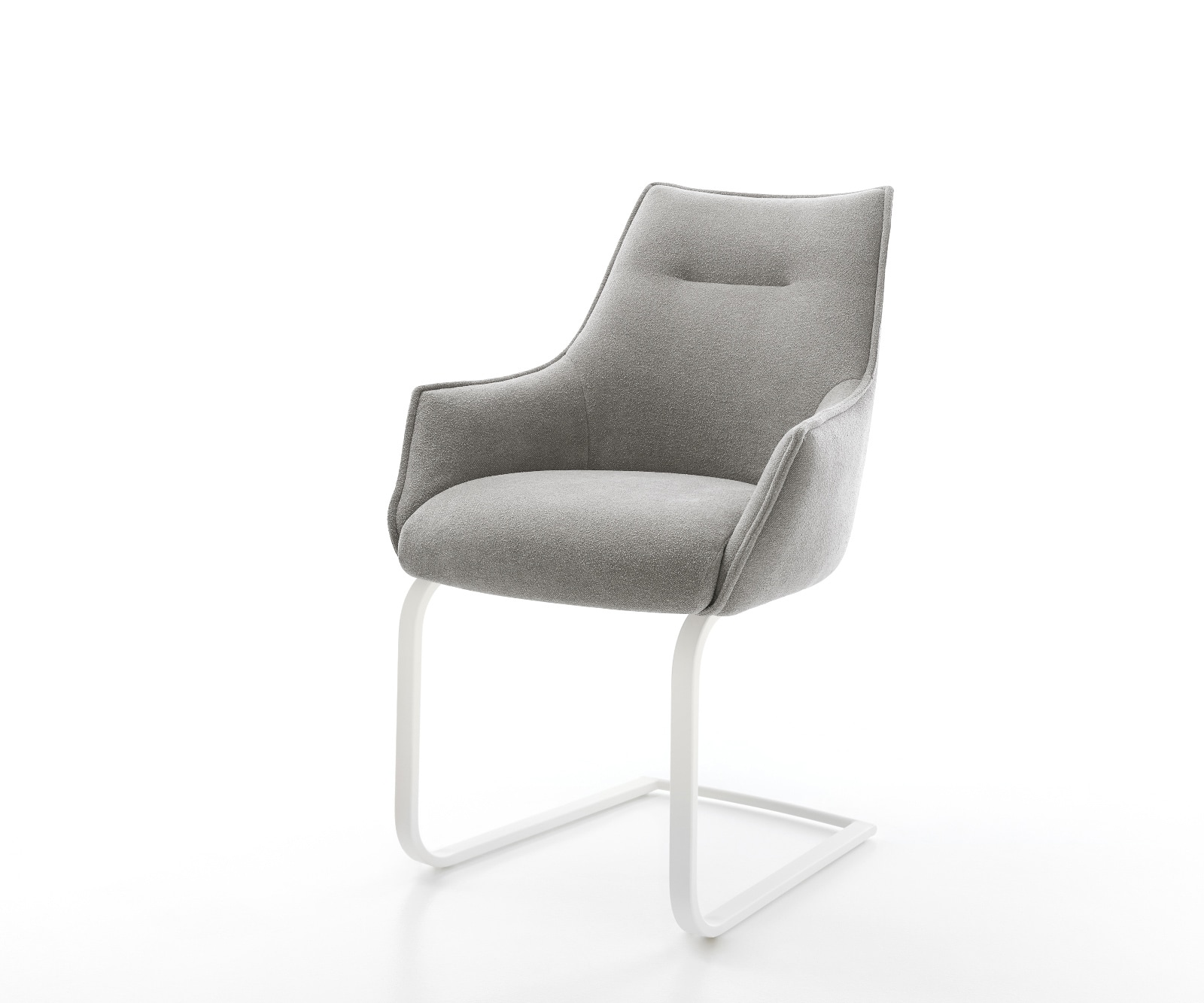 Freischwinger Alja-Flex mit Armlehnen Strukturstoff Soft Grau Freischwinger flach Weiß Taschenfederkern
