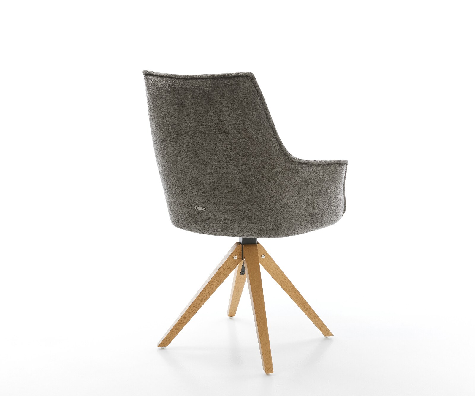 Drehstuhl Alja-Flex mit Armlehnen Bouclé Soft Schlamm Holzgestell kantig Natur 180° drehbar Taschenfederkern 4