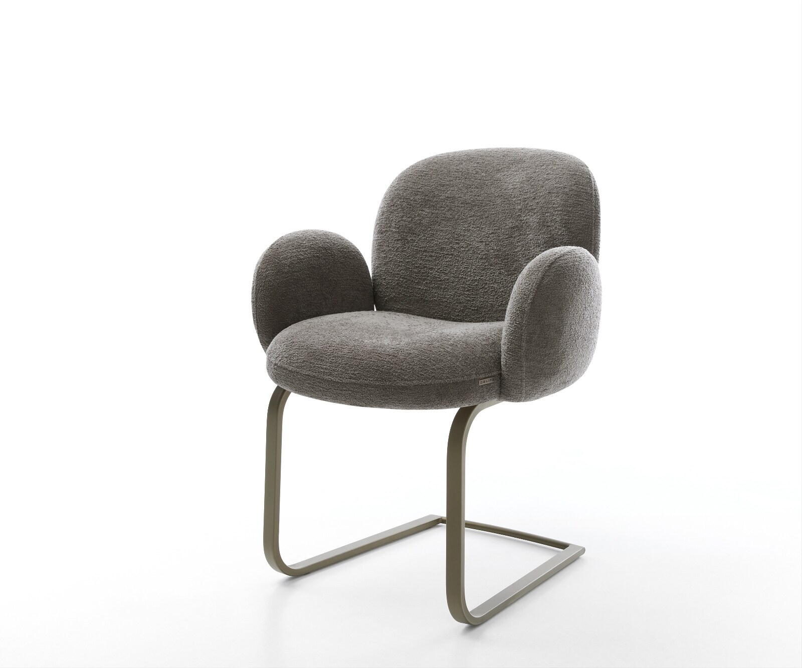 Freischwinger Nube-Flex mit Armlehnen Bouclé Soft Schlamm Freischwinger flach Effektfinish Titan Taschenfederkern
