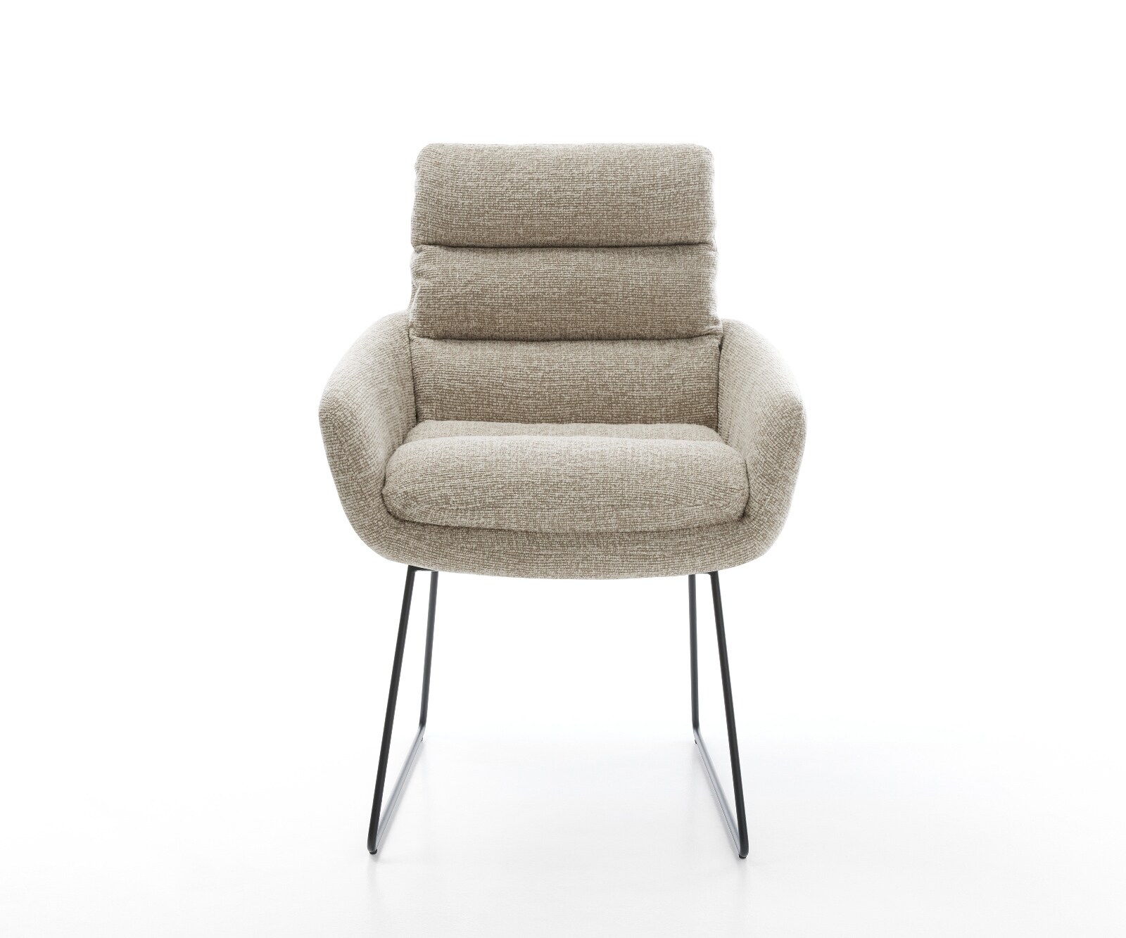 Esszimmerstuhl Abelia-Flex mit Armlehnen Webstoff Soft Beige Kufengestell Schwarz 2