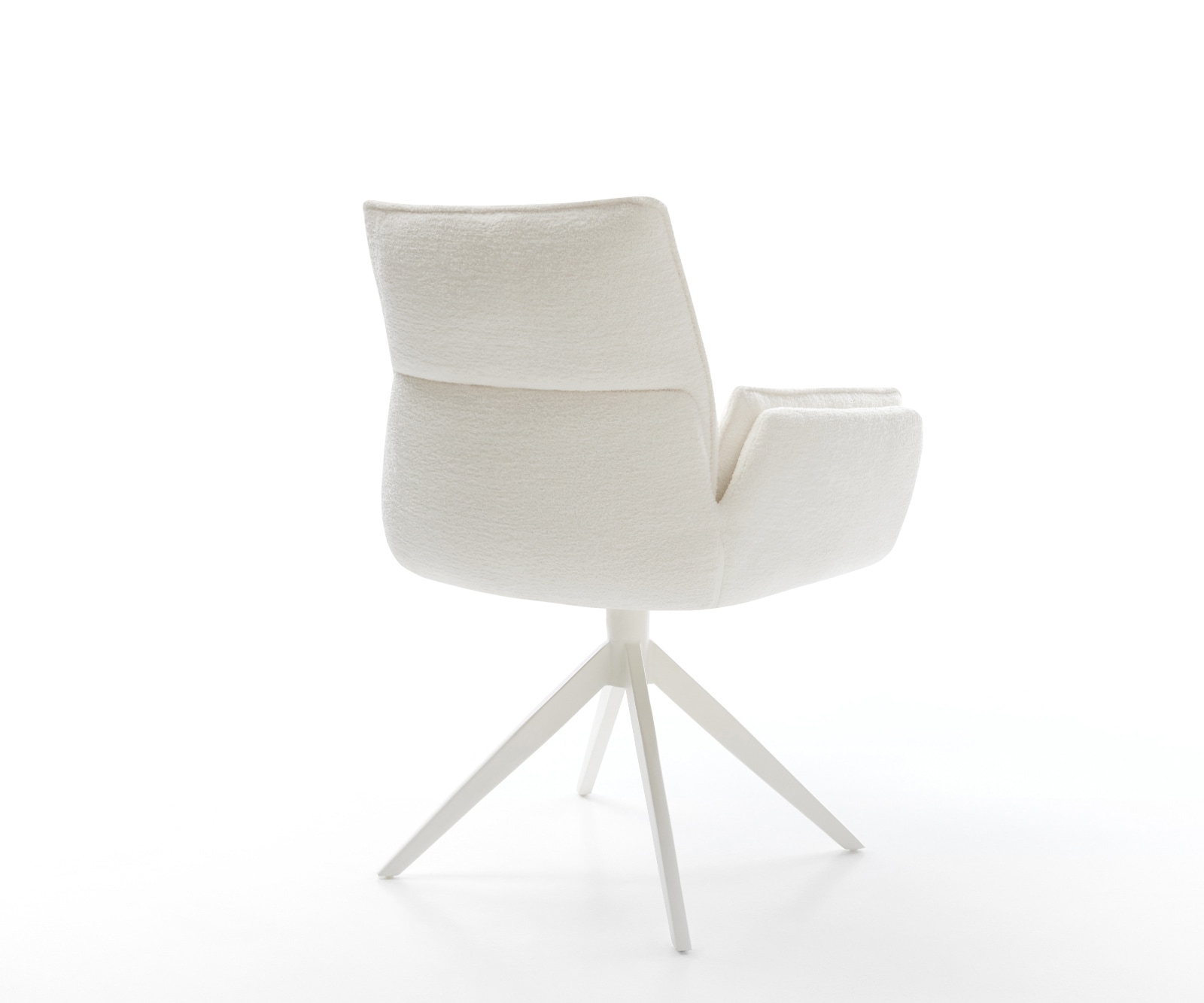 Drehstuhl Nela-Flex Bouclé Soft Beige Kreuzgestell breit Weiß 360° drehbar Wippfunktion 5