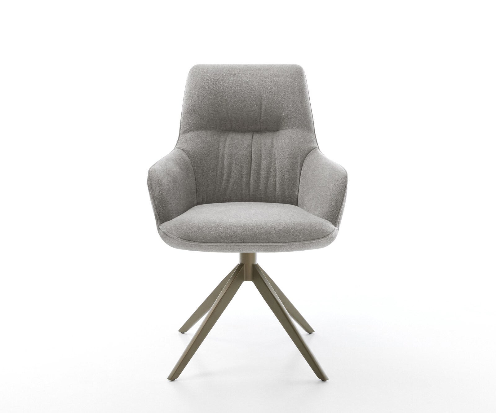 Drehstuhl Zelia-Flex mit Armlehnen Strukturstoff Soft Grau Kreuzgestell breit Effektfinish Titan 360° drehbar Wippfunktion Taschenfederkern 1