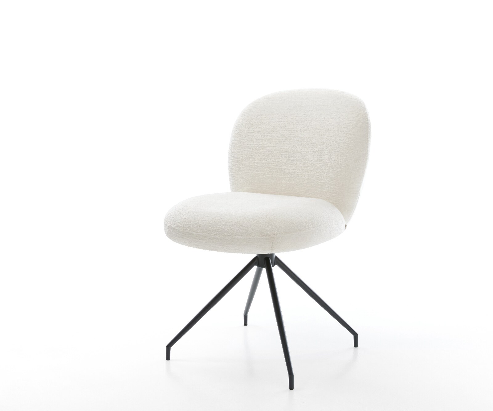 Esszimmerstuhl Nube-Flex Bouclé Soft Beige Kreuzgestell konisch Schwarz Taschenfederkern 1