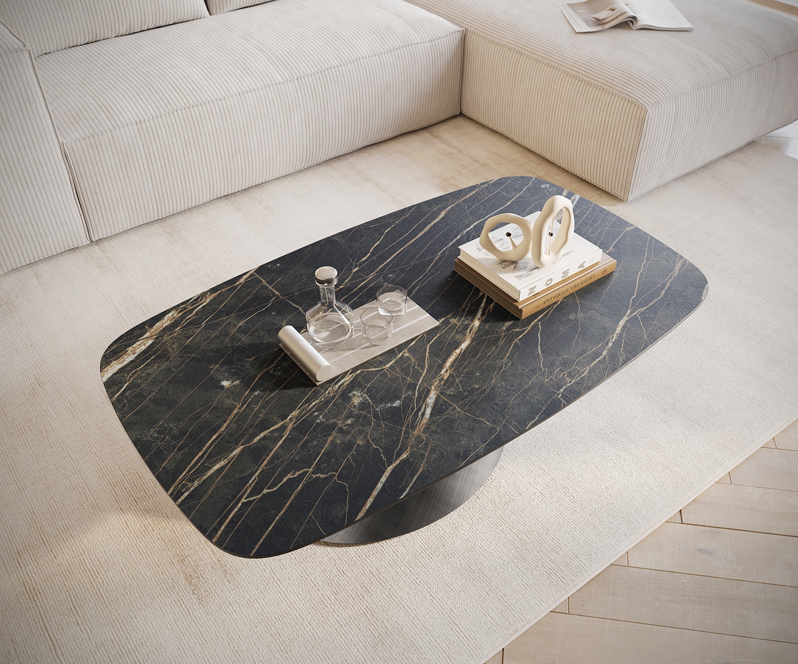 Couchtisch Edge Boot 120x70 cm Keramik Laminam® Noir Desir Braun Conis Metallic Silber 3 Couchtisch Edge Boot 120x70 cm Keramik Laminam® Noir Desir Braun Conis Metallic Silber 3