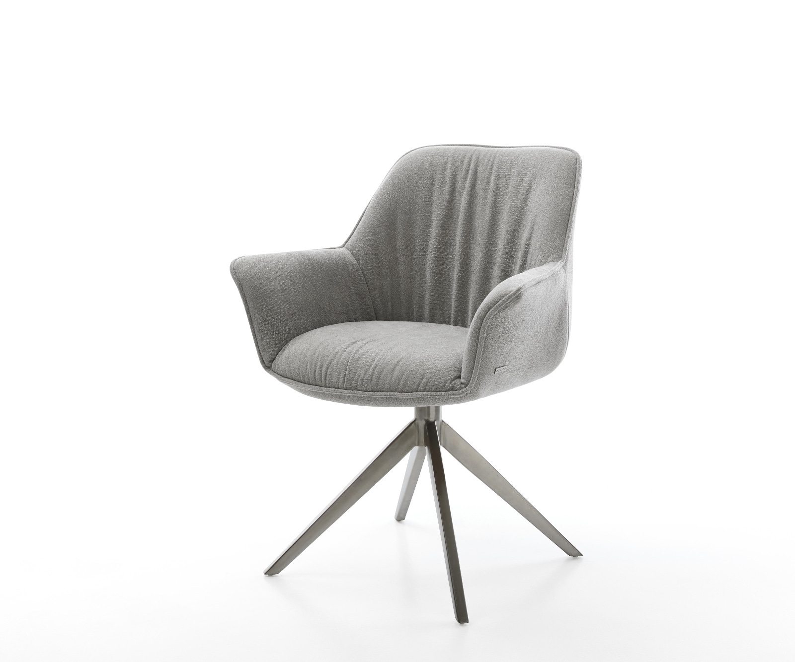 Chaise-pivotante Keila-Flex avec accoudoirs tissu structuré doux gris pied croisé large grafiete pivotement sur 360° fonction bascule