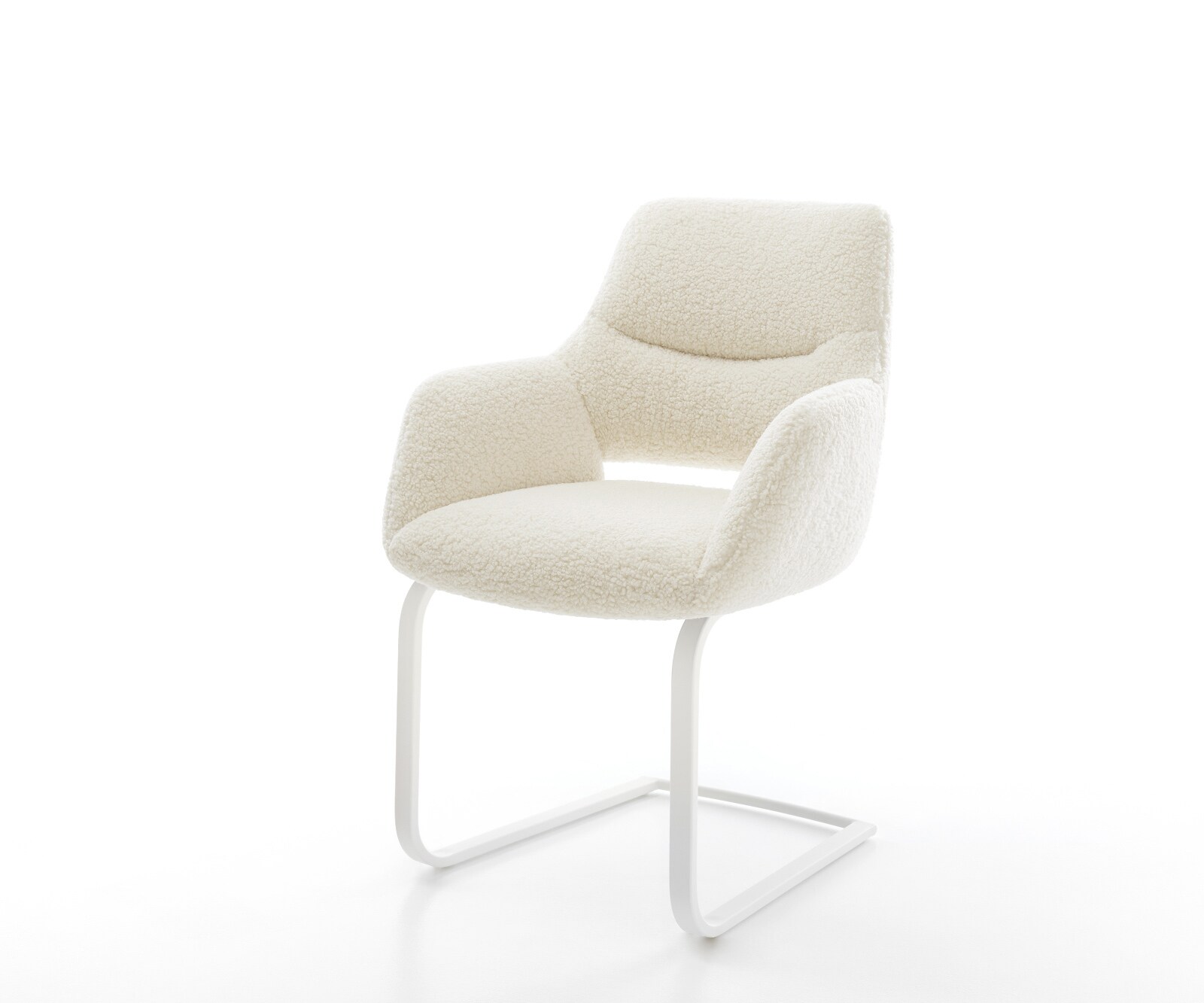 Freischwinger Yago-Flex mit Armlehnen Teddystoff Beige Freischwinger flach günstig online kaufen