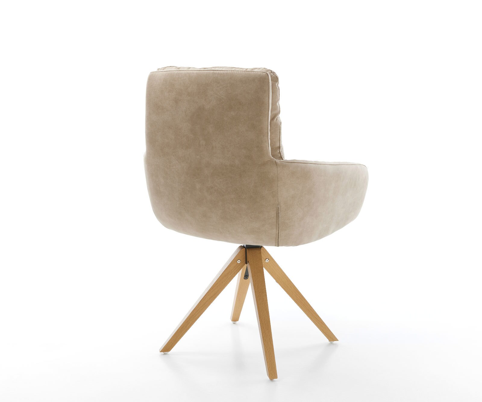 Esszimmerstuhl Abelia-Flex mit Armlehnen Mikrofaser Beige Vintage Holzgestell kantig Natur 4