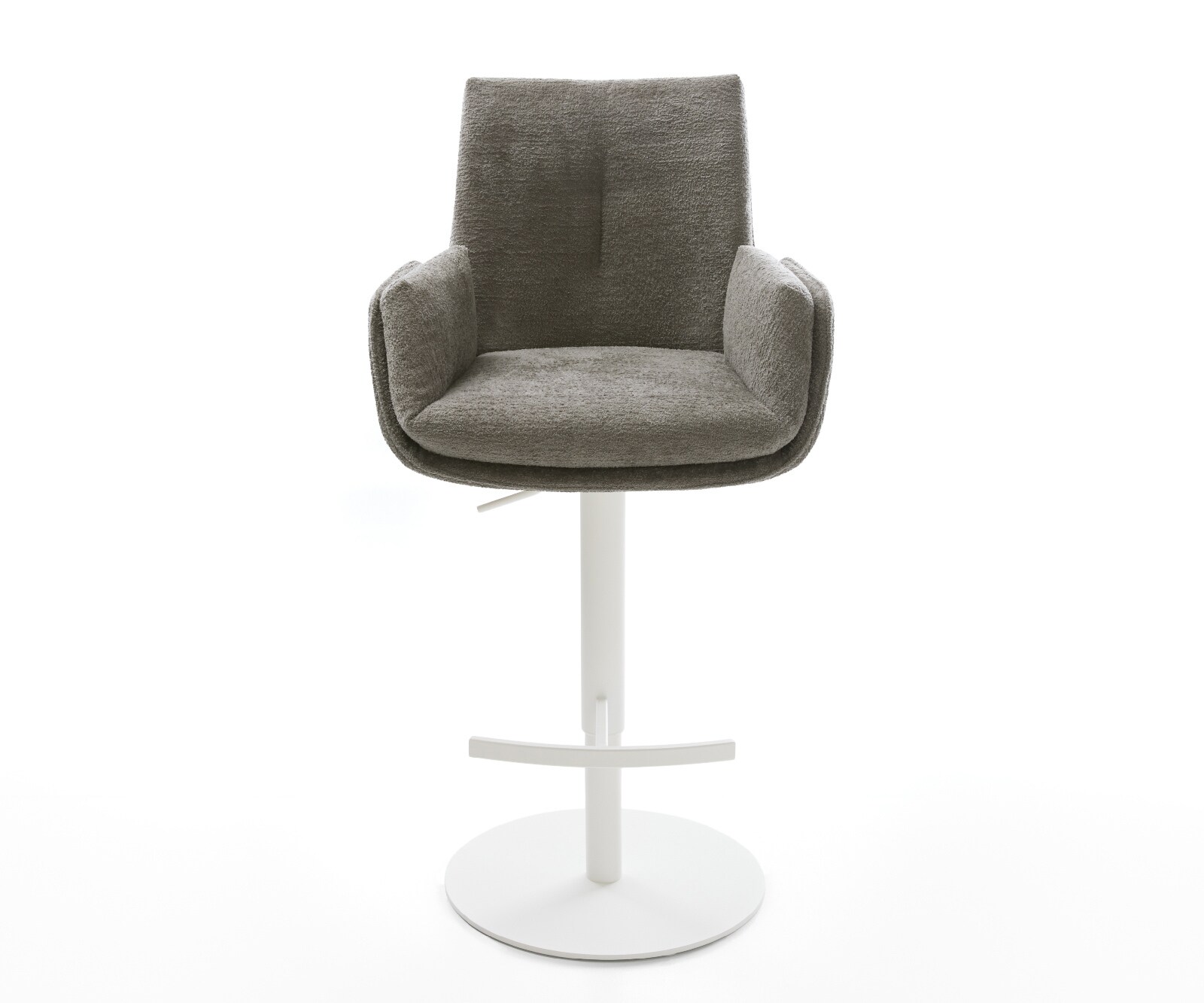 Barstuhl Clea-Flex Bouclé Soft Schlamm Drehfuß höhenverstellbar Metall Weiß 1