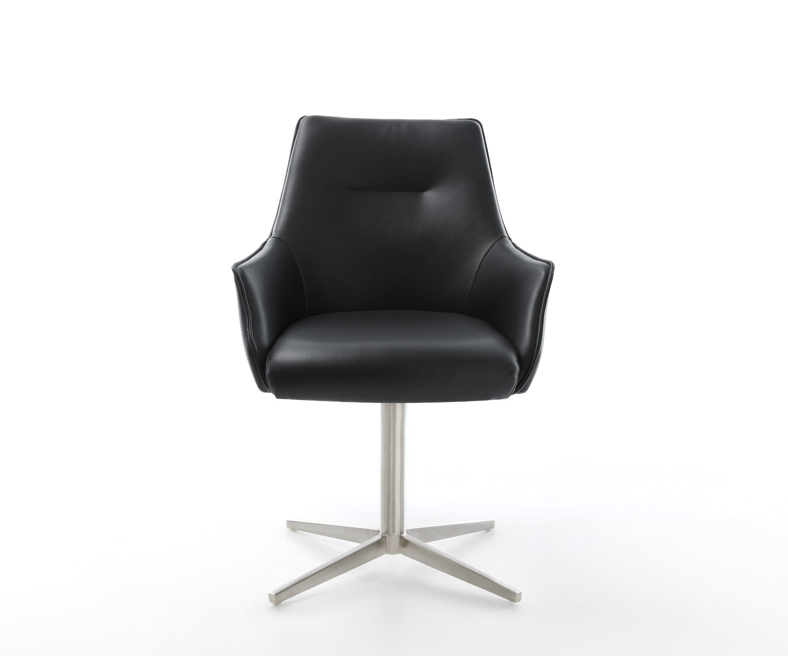 Drehstuhl Alja-Flex mit Armlehnen Echt-Leder Schwarz Fußkreuz Edelstahl 360° drehbar Taschenfederkern 1 Drehstuhl Alja-Flex mit Armlehnen Echt-Leder Schwarz Fußkreuz Edelstahl 360° drehbar Taschenfederkern 1