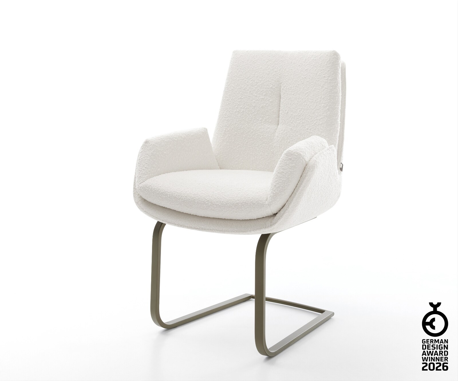 Freischwinger Clea-Flex Bouclé Creme-Weiß Freischwinger flach Effektfinish Titan