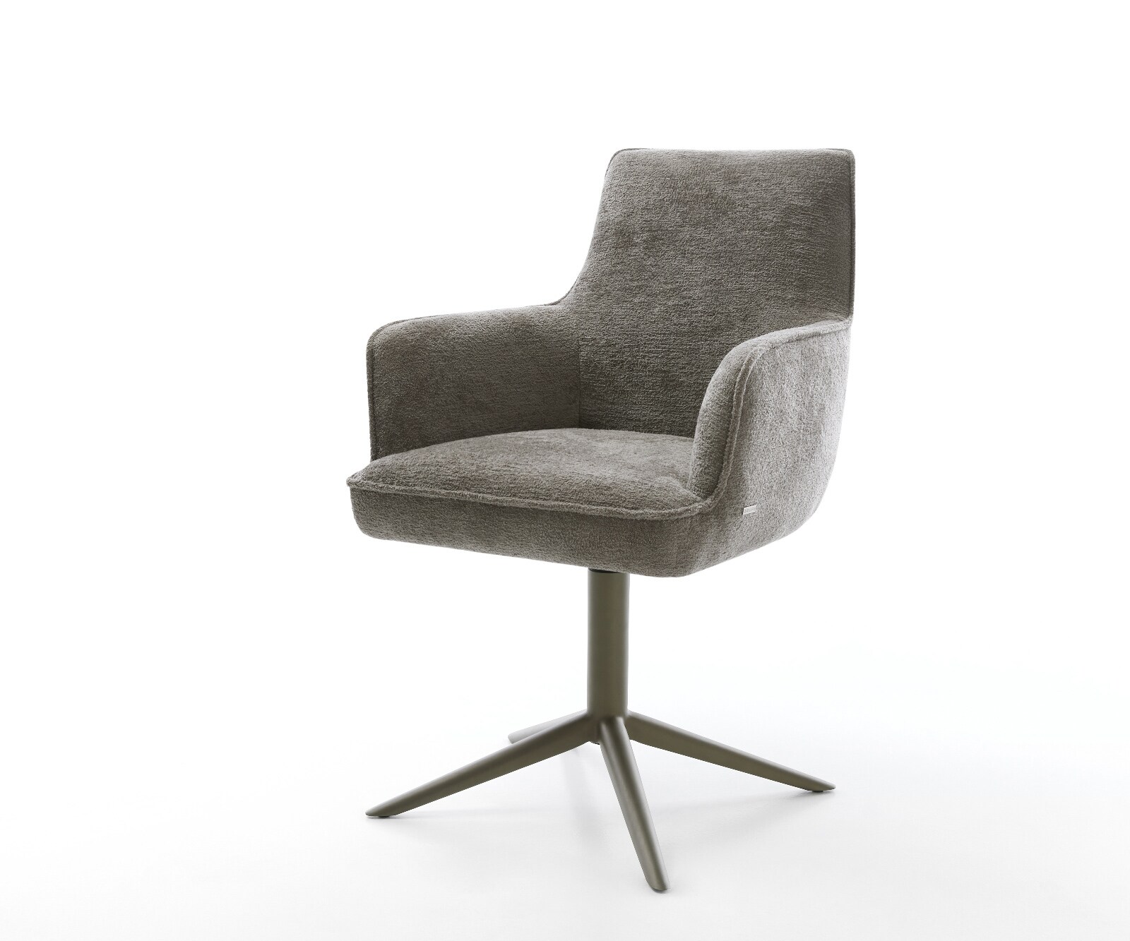 Drehstuhl Heira-Flex mit Armlehnen Bouclé Soft Schlamm Fußkreuz Effektfinis günstig online kaufen