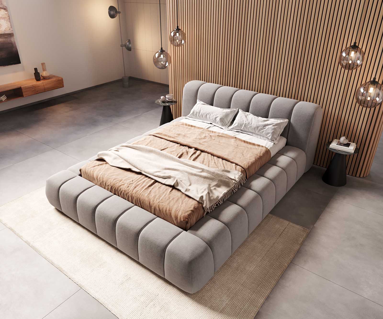 Polsterbettgestell Cutio 140x200 cm Mikrofaser Grau 4 Polsterbettgestell Cutio 140x200 cm Mikrofaser Grau 4