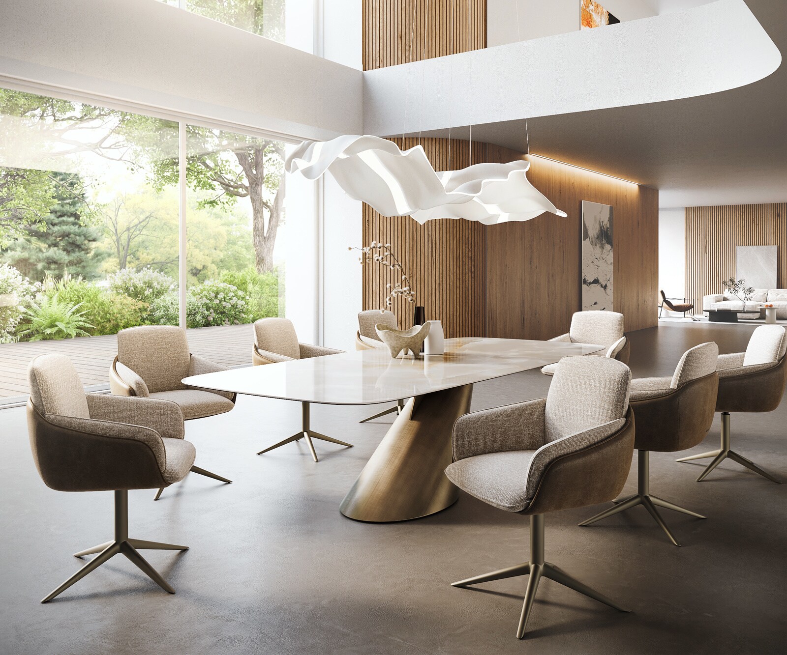 Esstisch Edge Boot 270x120 cm Keramik Iris FMG Onice Grigio Cono Metallic Gold 6