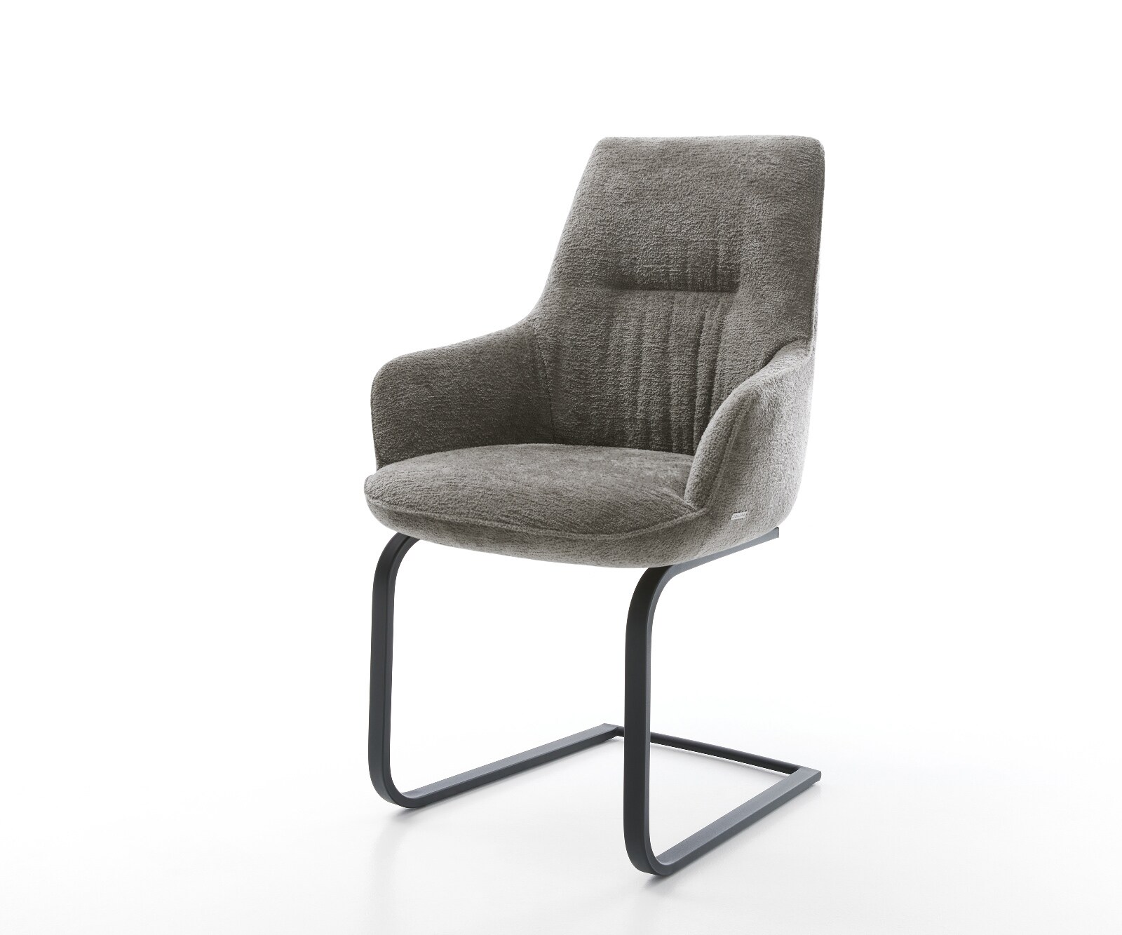 Freischwinger Zelia-Flex mit Armlehnen Bouclé Soft Schlamm Freischwinger flach Graphit Taschenfederkern