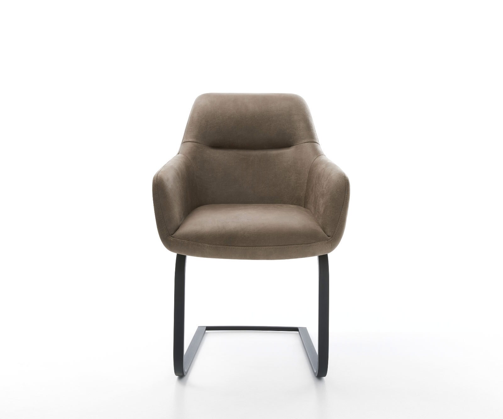 Freischwinger Pejo-Flex Mikrofaser Taupe Vintage Freischwinger flach Schwarz Taschenfederkern 1
