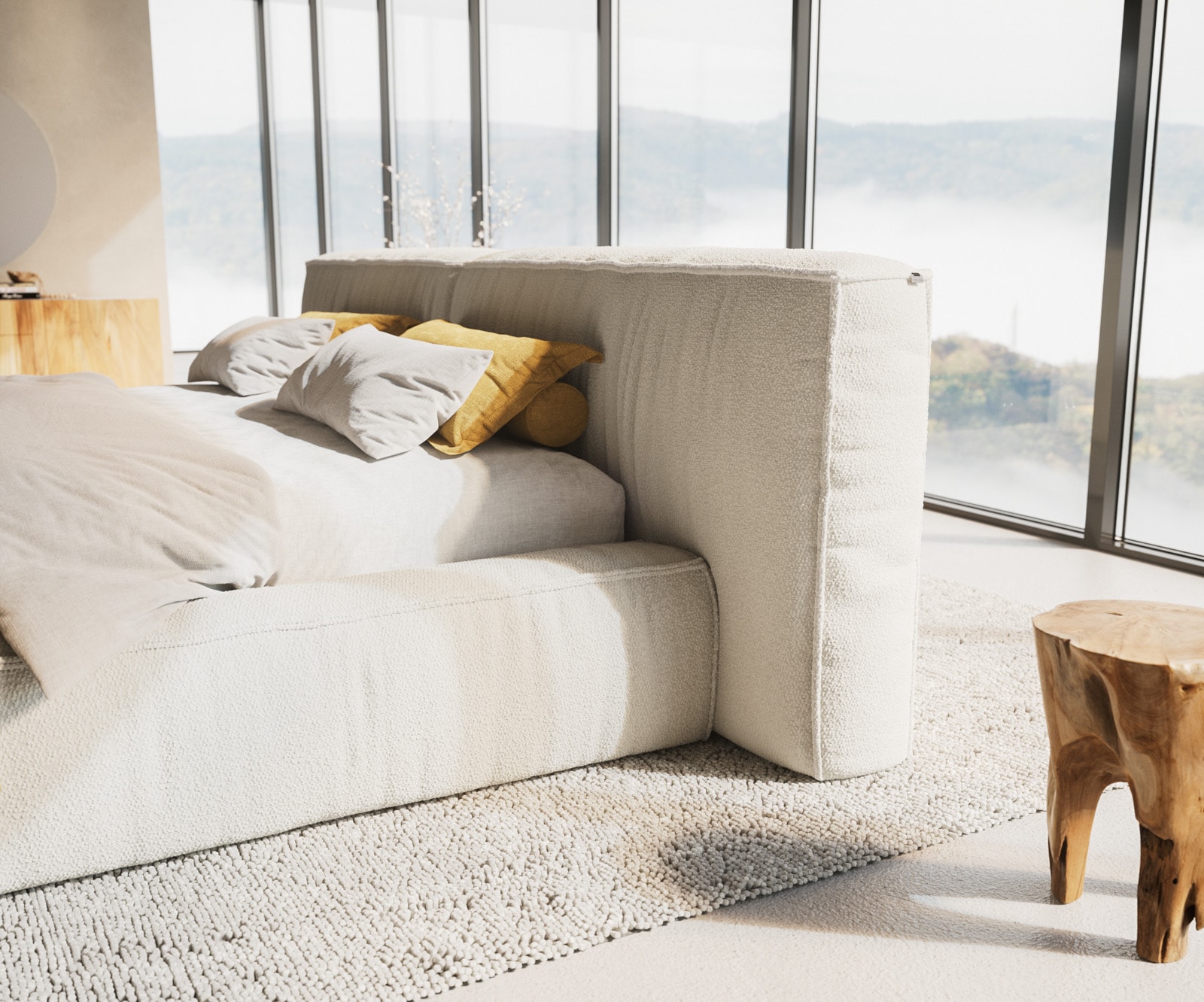Polsterbettgestell Coperti 180x200 cm Bouclé Creme-Weiß 4 Polsterbettgestell Coperti 180x200 cm Bouclé Creme-Weiß 4