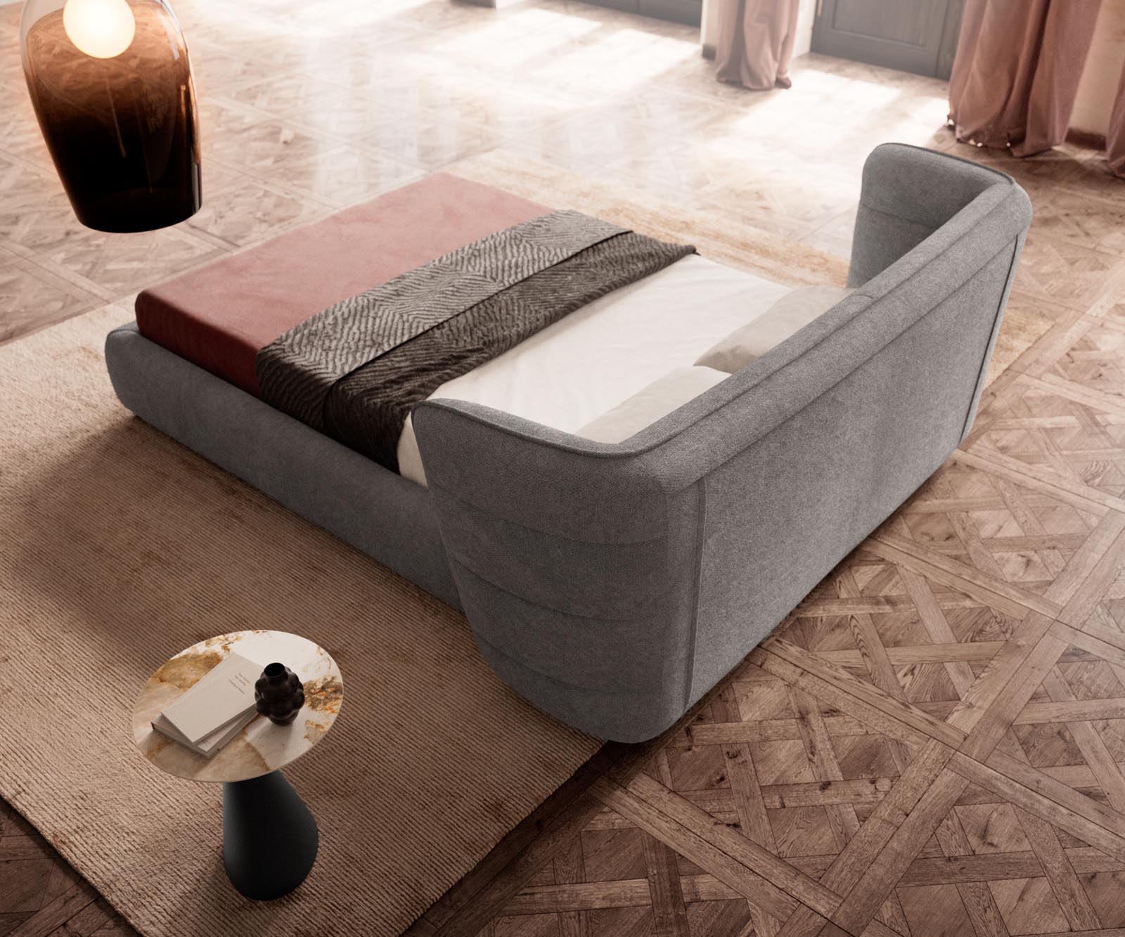 Polsterbettgestell Simea 140x200 cm Mikrofaser Grau 6