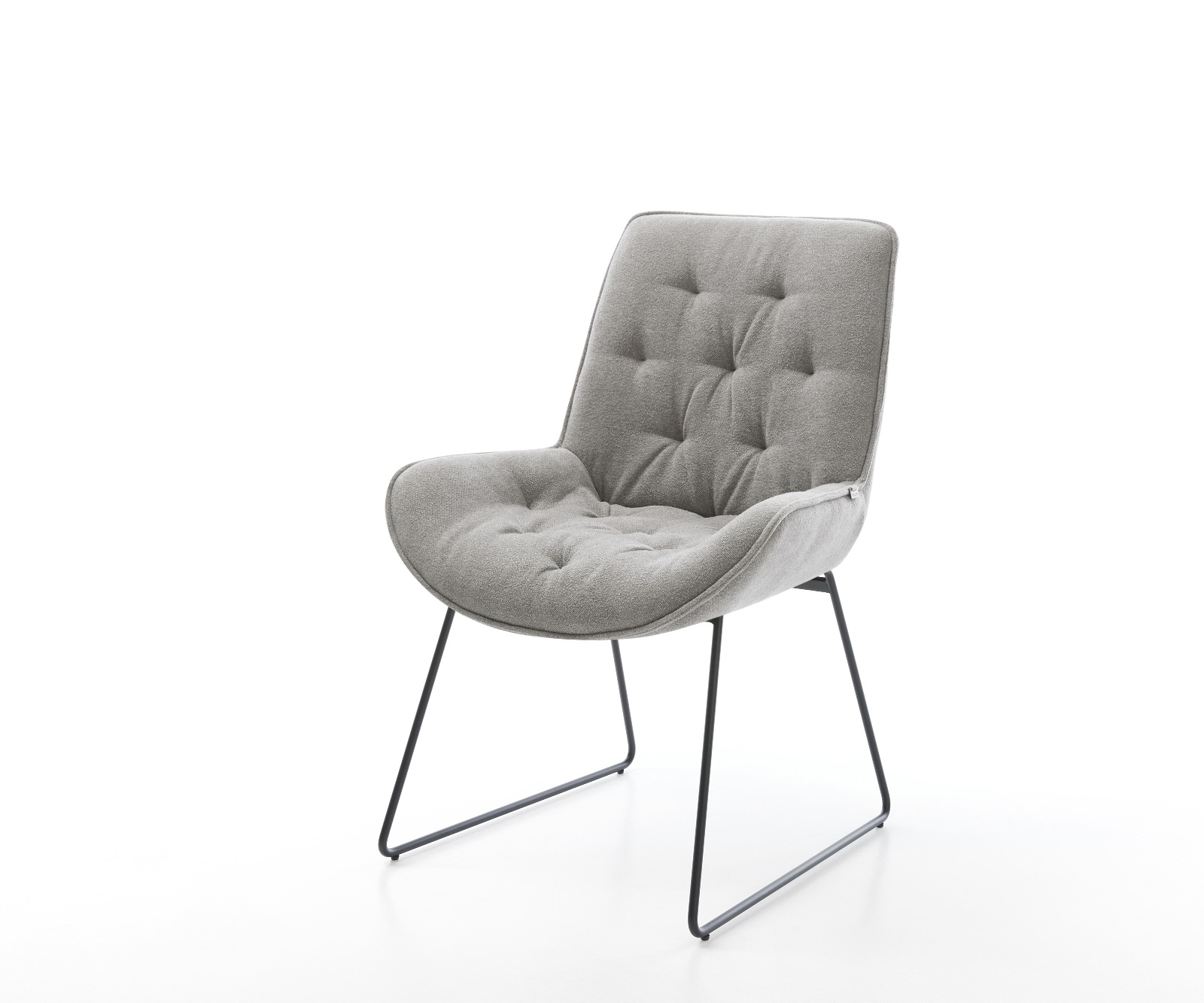 Esszimmerstuhl Taimi-Flex Strukturstoff Soft Grau Kufengestell Schwarz