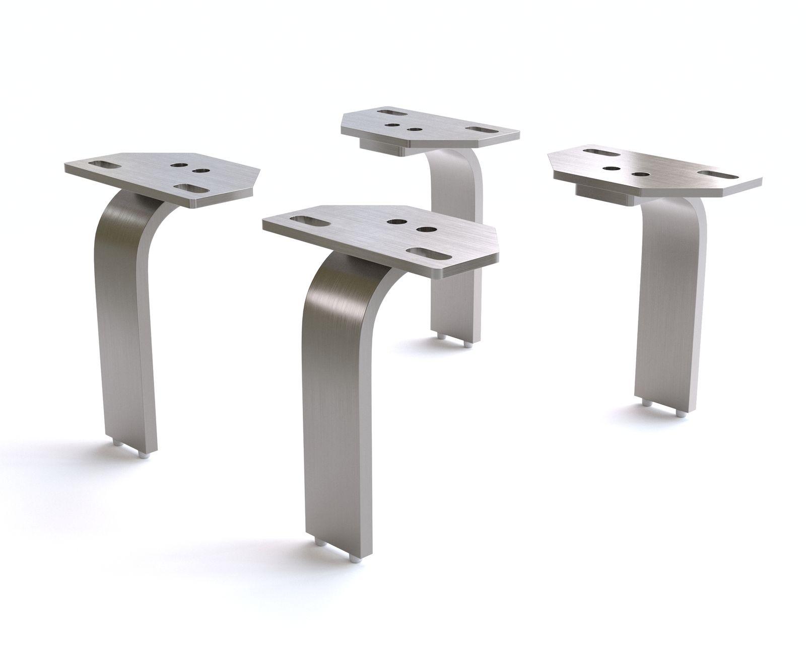 Fuß L-Form 15 cm Edelstahl gebürstet für alle Möbelarten (4er Set)