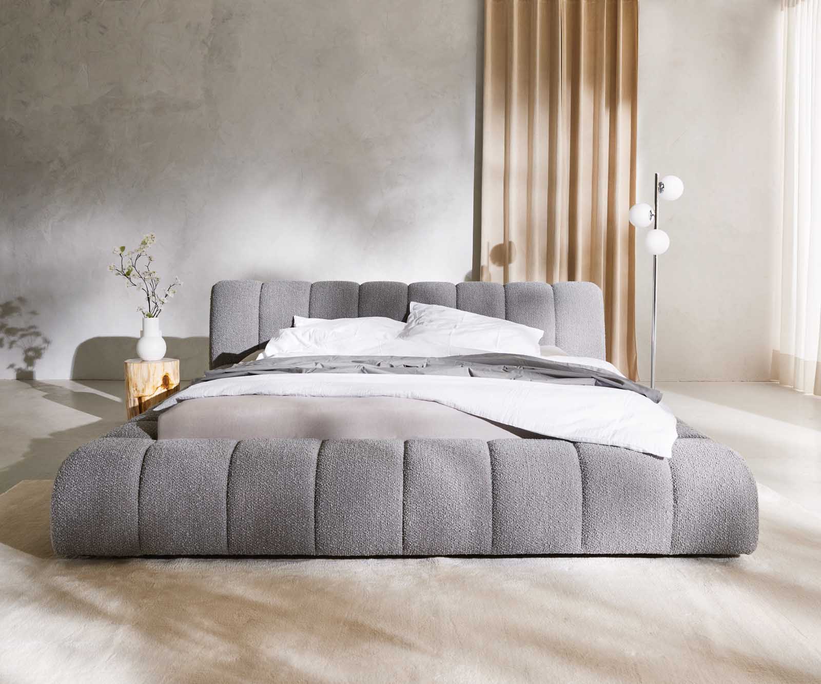 Polsterbettgestell Cutio 180x200 cm Bouclé Silbergrau 4 Polsterbettgestell Cutio 180x200 cm Bouclé Silbergrau 4