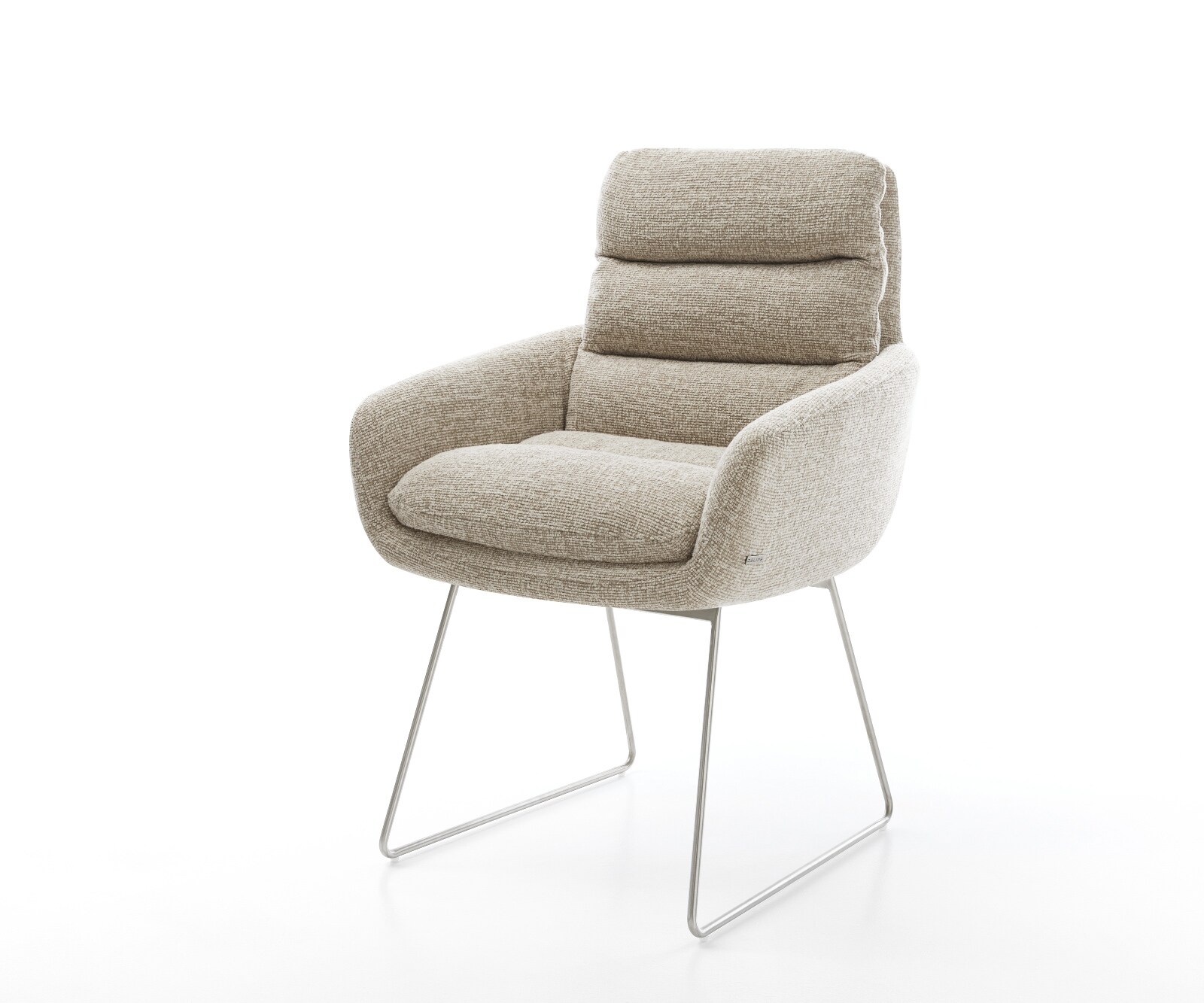 Esszimmerstuhl Abelia-Flex mit Armlehnen Webstoff Soft Beige Kufengestell E günstig online kaufen