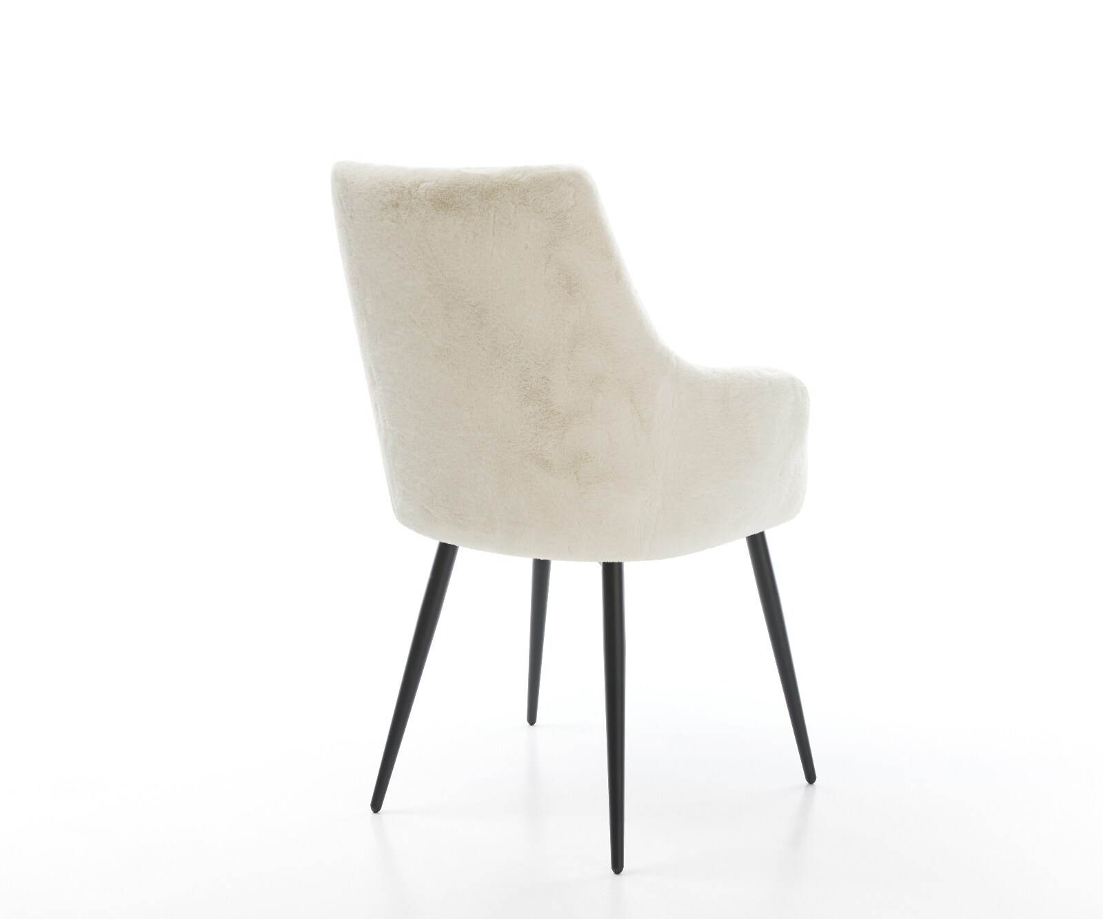 Esszimmerstuhl Alja-Flex mit Armlehnen Plüsch Creme-Weiß 4-Fuß konisch Schwarz Taschenfederkern 5