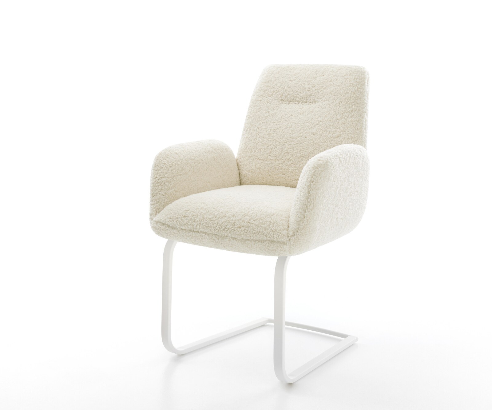 Freischwinger Zoa-Flex Teddystoff Beige Freischwinger flach Weiß Taschenfed günstig online kaufen