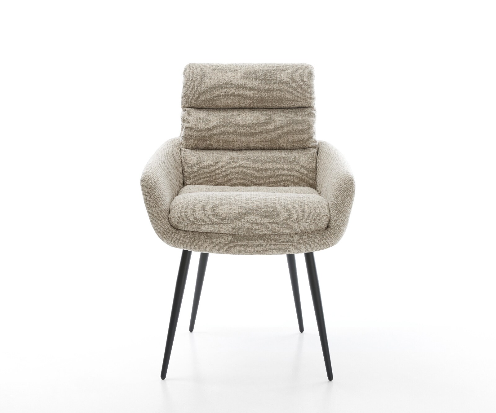 Esszimmerstuhl Abelia-Flex mit Armlehnen Webstoff Soft Beige 4-Fuß konisch Schwarz 1