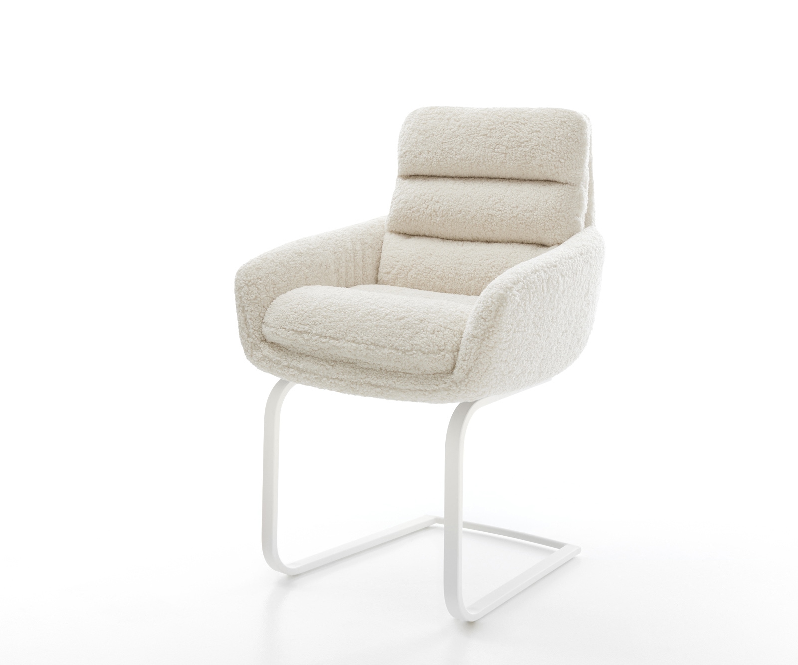 Freischwinger Abelia-Flex mit Armlehnen Teddystoff Beige Freischwinger flach Weiß