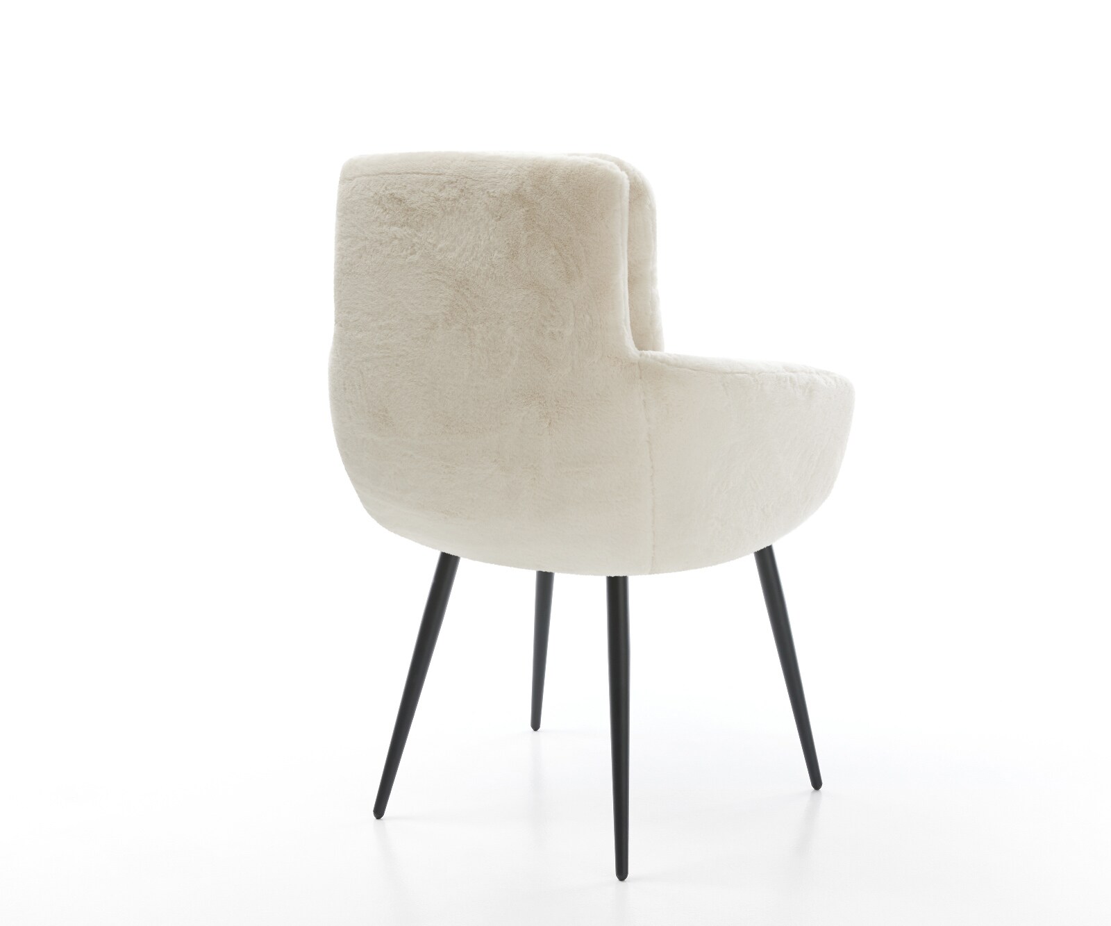 Esszimmerstuhl Abelia-Flex mit Armlehnen Plüsch Creme-Weiß 4-Fuß konisch Schwarz 4