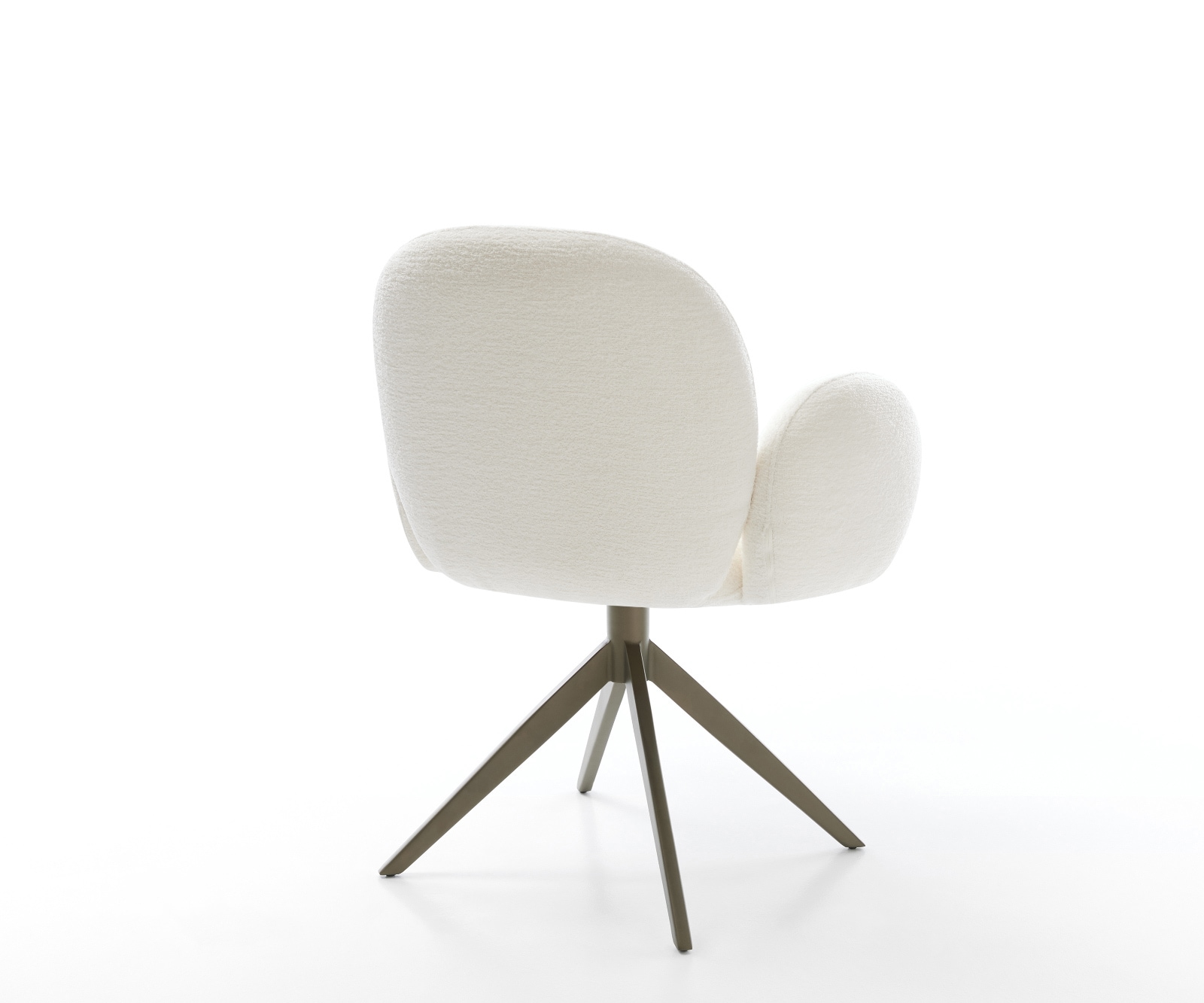 Drehstuhl Nube-Flex mit Armlehnen Bouclé Soft Beige Kreuzgestell breit Effektfinish Titan 360° drehbar Wippfunktion Taschenfederkern 4