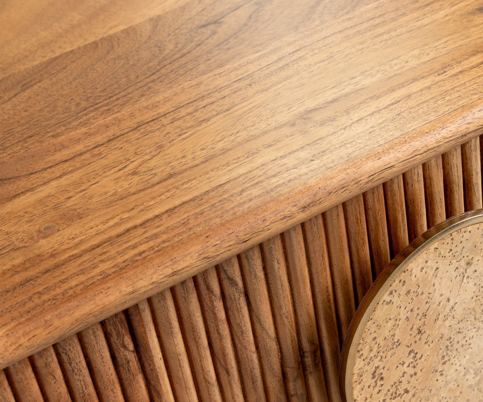 Lowboard Surimu 175 cm Akazie Hellbraun 4 Türen Kork-Griff Holzfüße 1 Lowboard Surimu 175 cm Akazie Hellbraun 4 Türen Kork-Griff Holzfüße 1