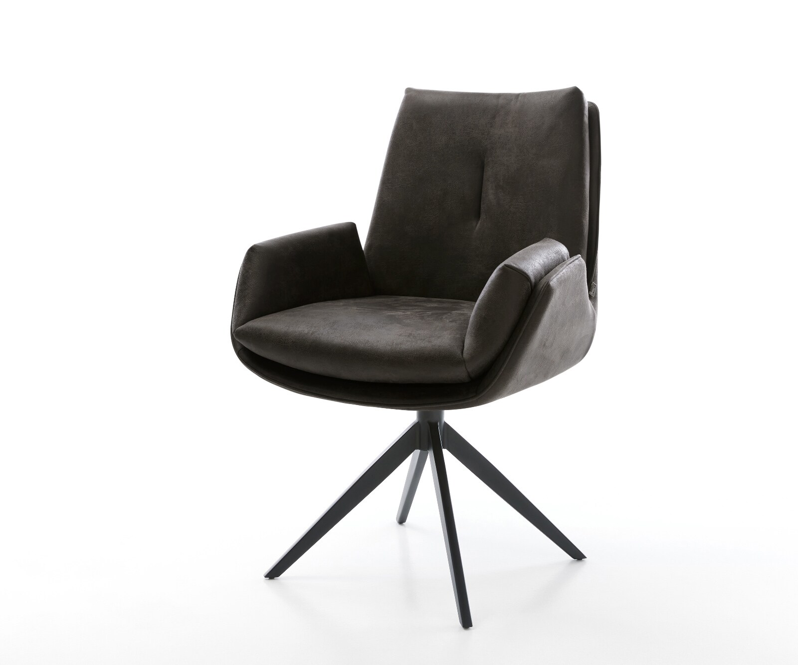 Drehstuhl Clea-Flex Mikrofaser Anthrazit Vintage Kreuzgestell breit Schwarz 360° drehbar Wippfunktion