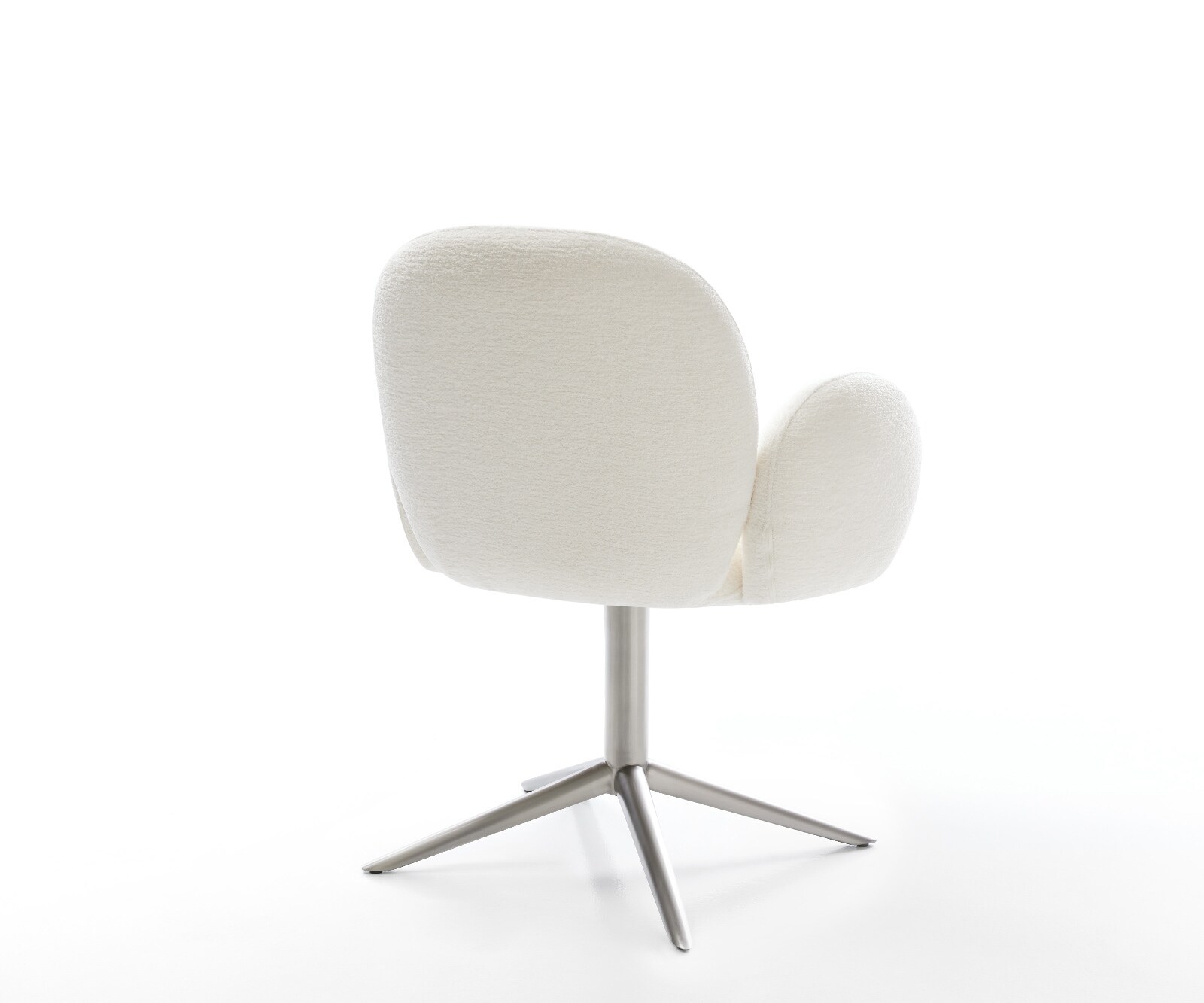 Drehstuhl Nube-Flex mit Armlehnen Bouclé Soft Beige Fußkreuz Edelstahl 360° drehbar Wippfunktion Taschenfederkern 4