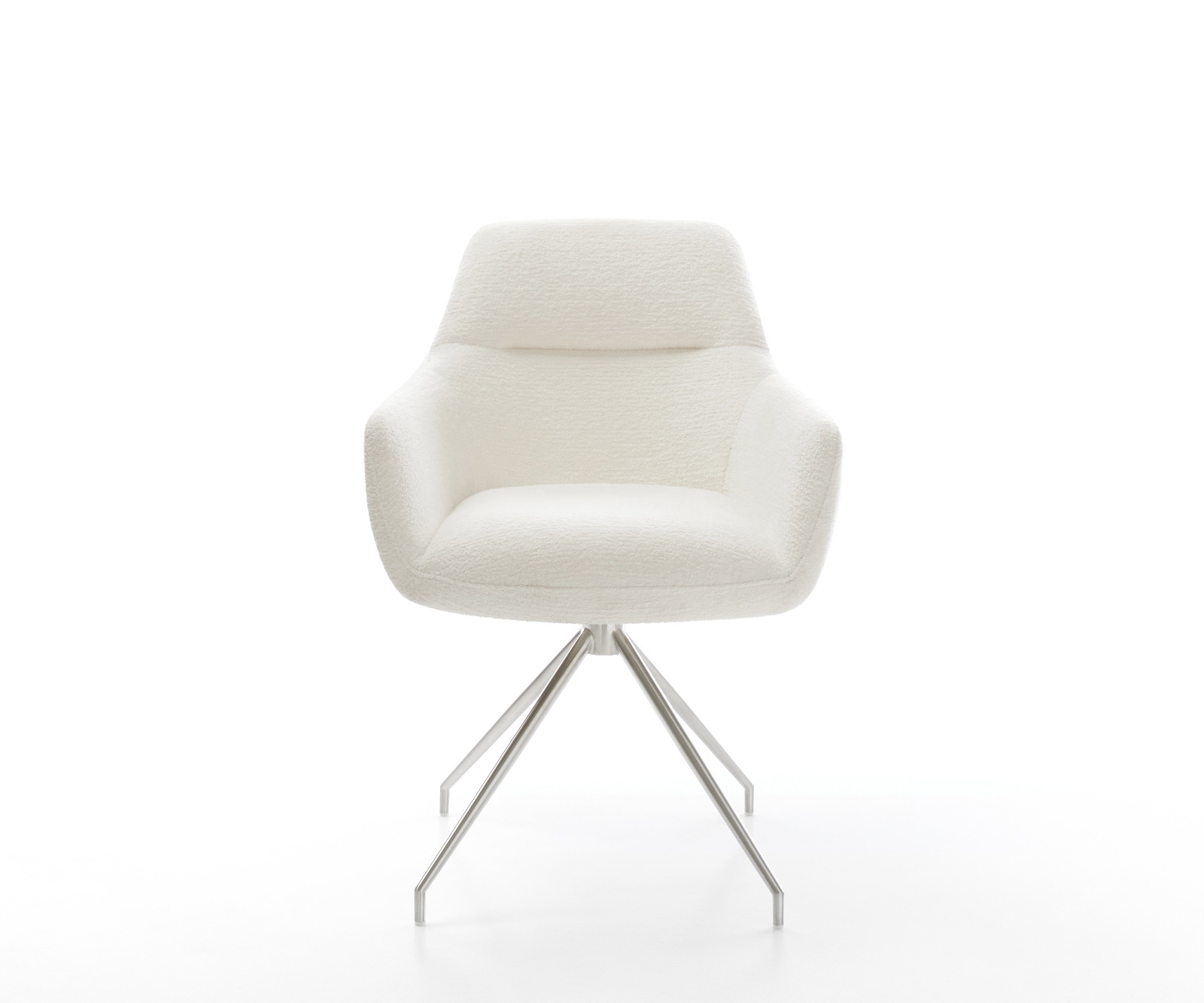 Esszimmerstuhl Pejo-Flex Bouclé Soft Beige Kreuzgestell konisch Edelstahl Taschenfederkern 1