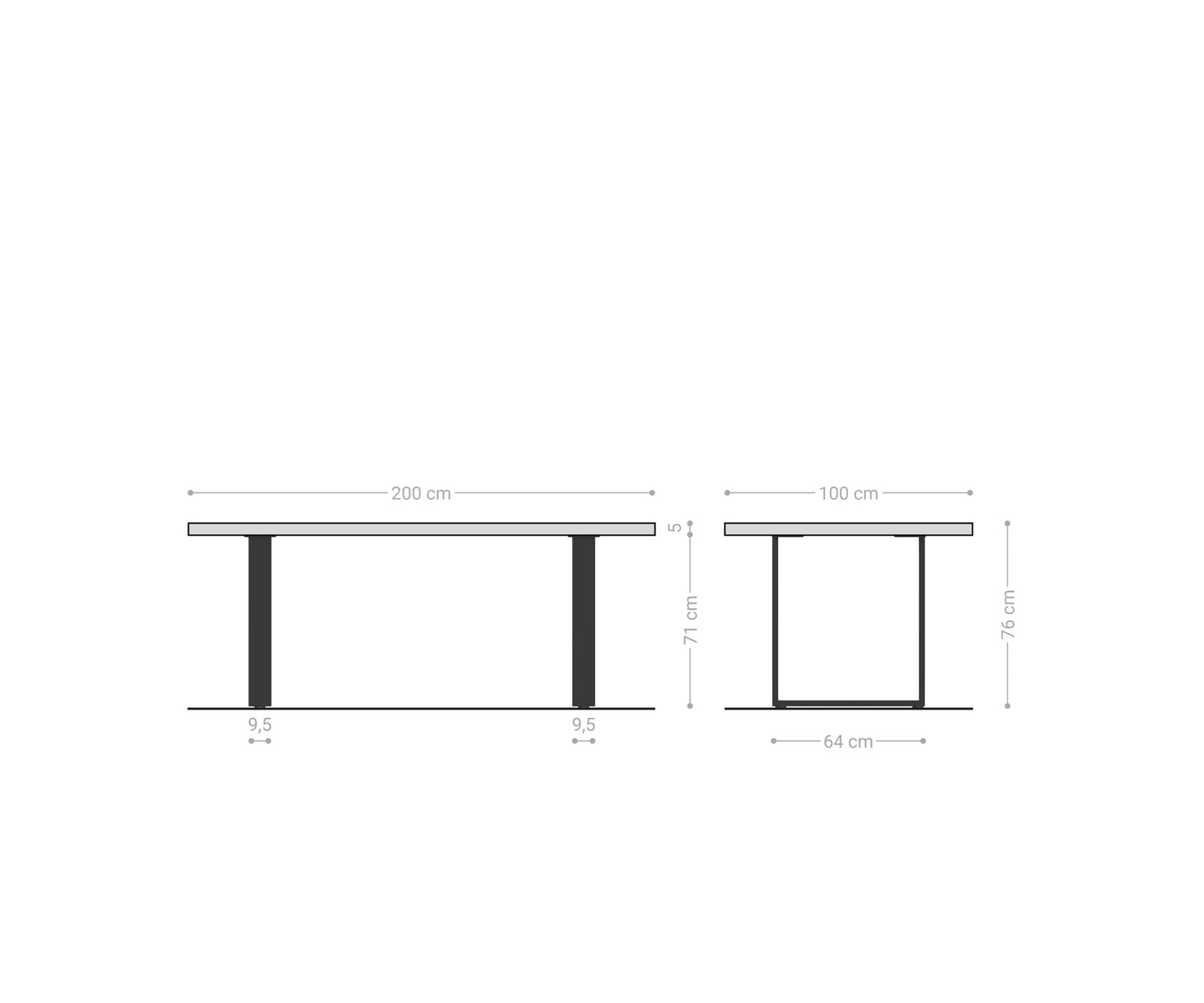 Esstisch Edge 200x100 Eiche Natur Edelstahl Schmal Live-Edge 8