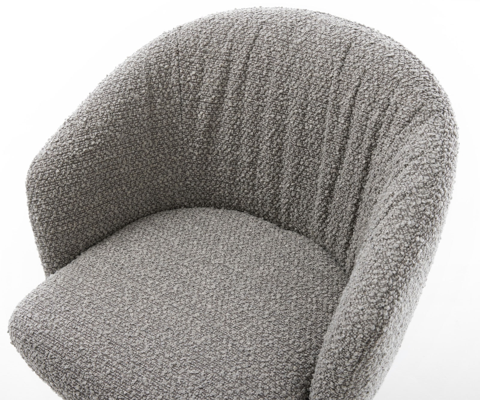 Esszimmerstuhl Caja-Flex mit Armlehnen Bouclé Silbergrau 4-Fuß konisch Schwarz Taschenfederkern 4